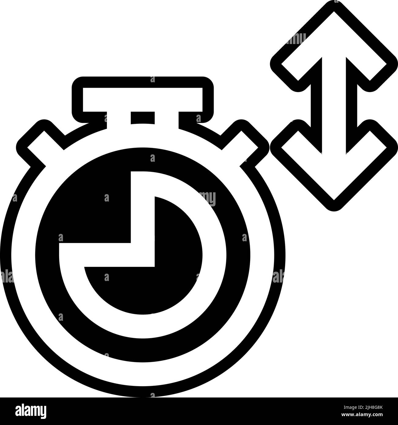 Zeitmanagement Symbol für zwei Dreiviertel-Einstellungen Stock Vektor