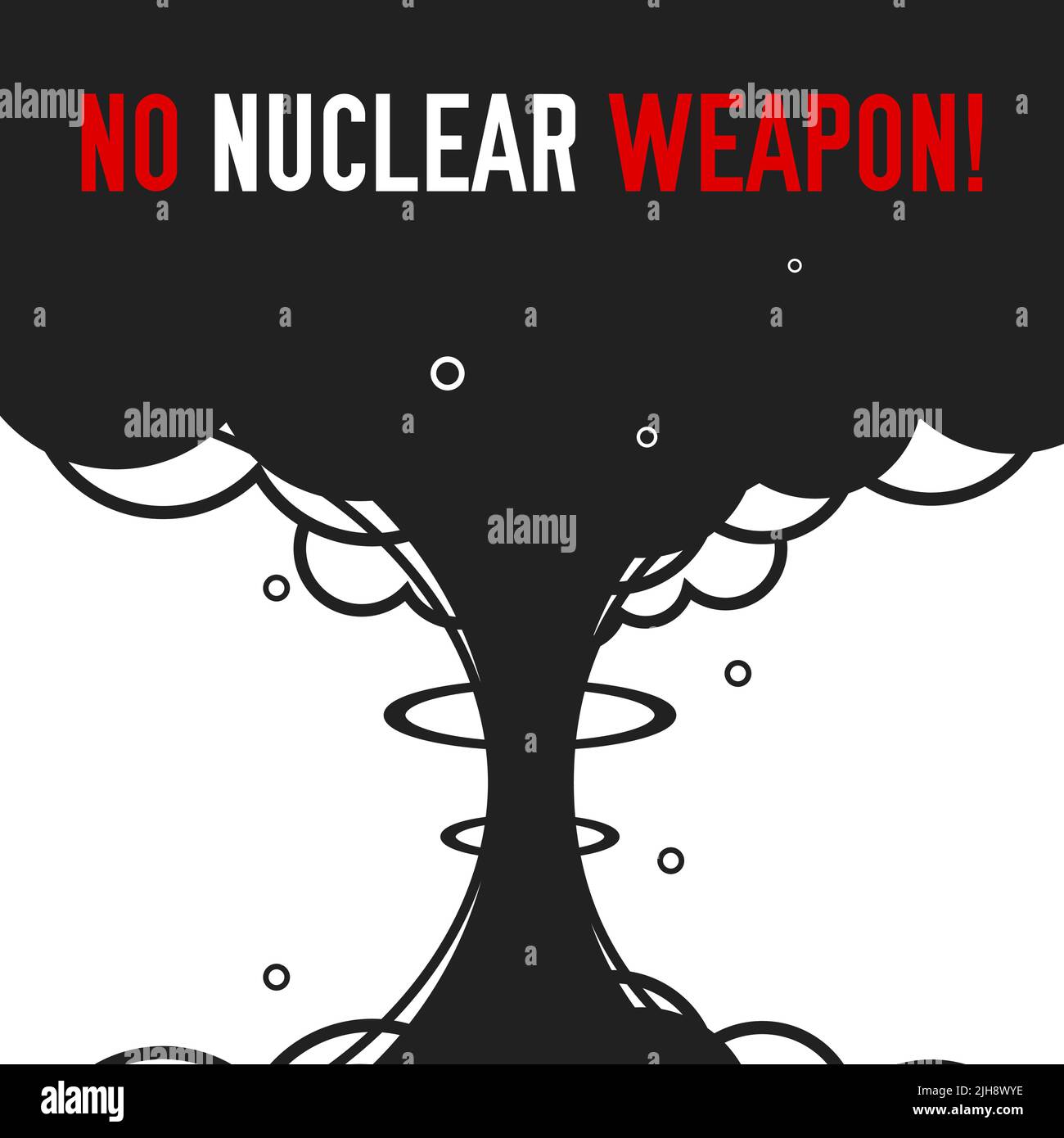 Keine Atomwaffe. Anti-Kriegs-Poster oder Banner-Vorlage. Flache Vektorgrafik isoliert auf weißem Hintergrund. Stock Vektor