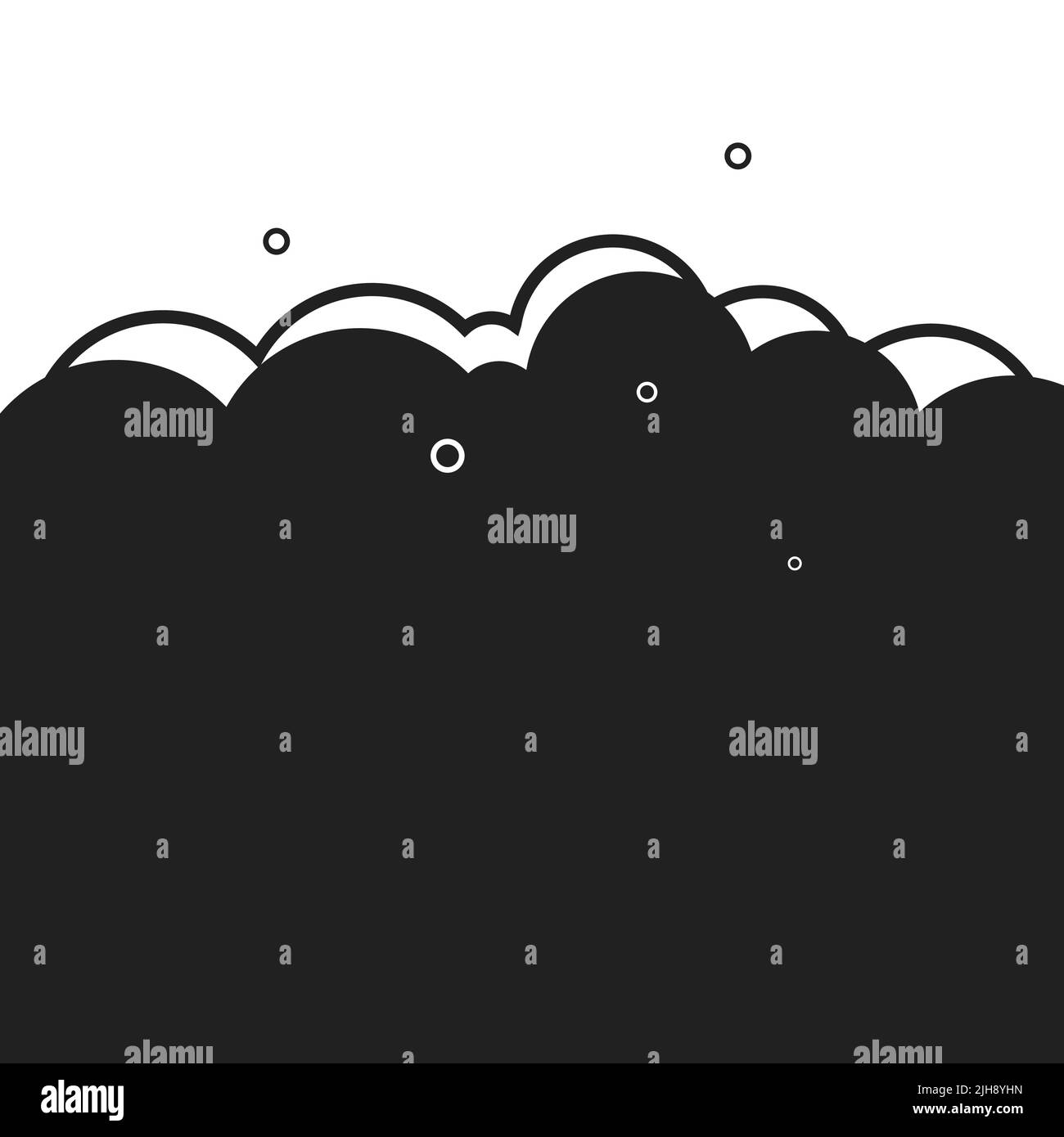 Rauchschwaden, Wolken oder Schaumblasen, schwarzer Hintergrund. Flache Vektorgrafik. Stock Vektor
