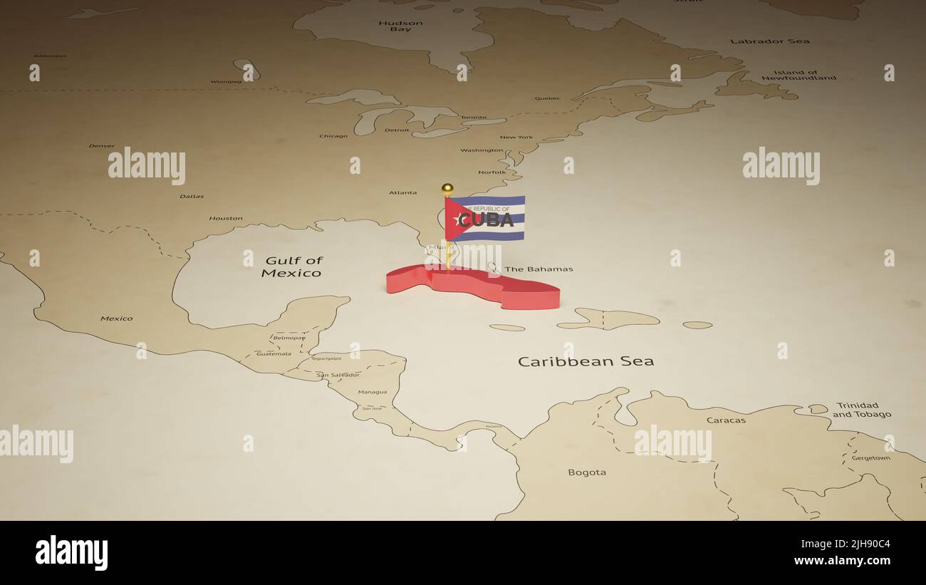 3D Karte zum Unabhängigkeitstag Kubas Stockfoto