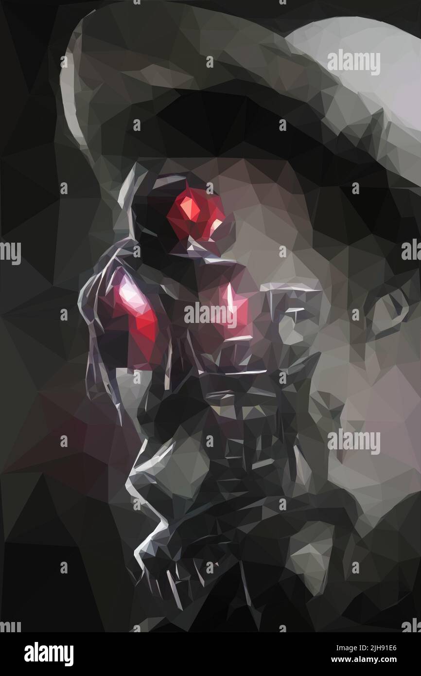 Das Gesicht der Hälfte menschlichen halb Roboter Cyborg - low poly Art Stock Vektor