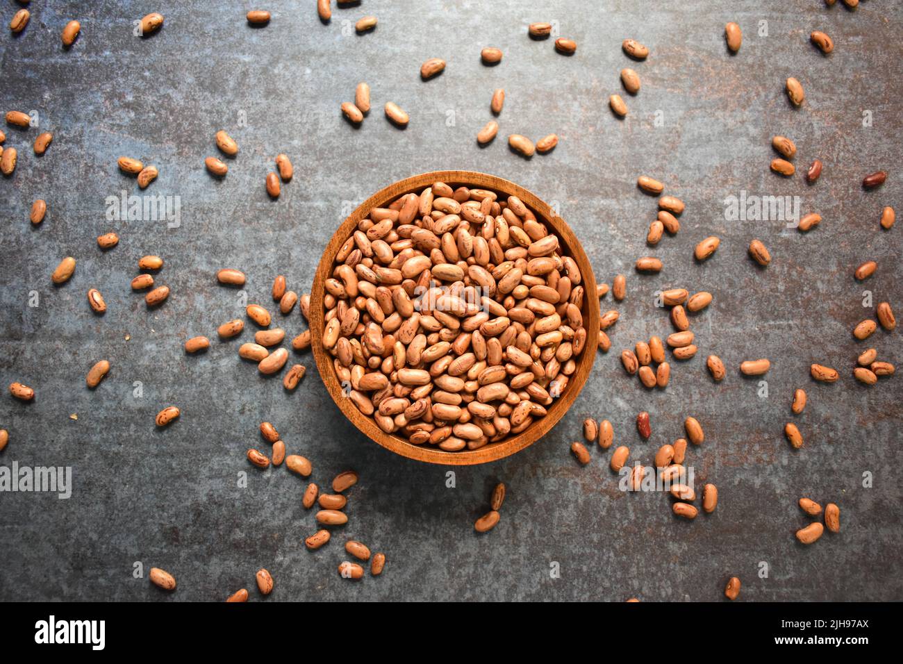 Rohe, ganze getrocknete, gesprenkelte Kidney Beans Stockfoto