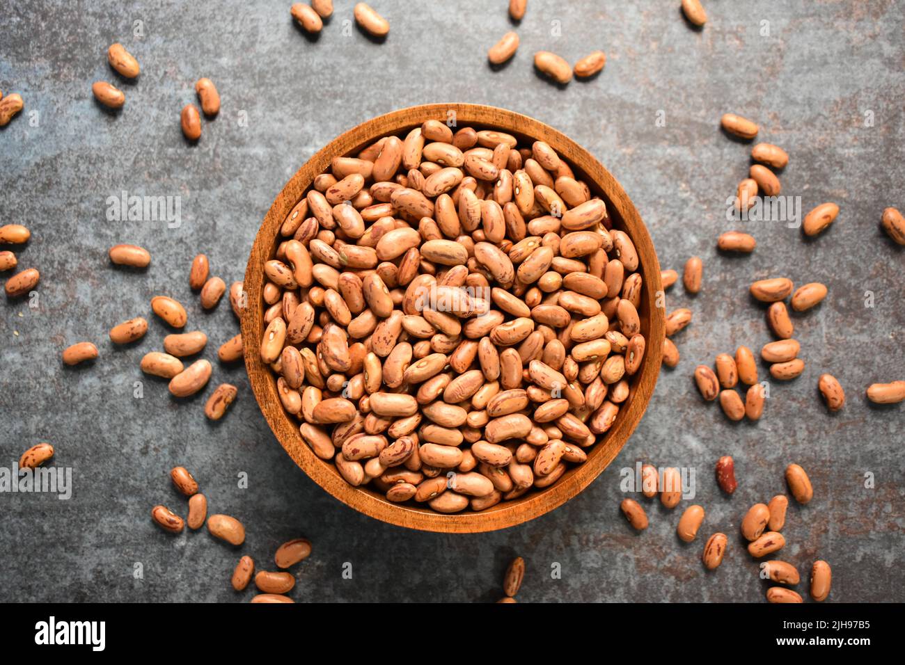 Rohe, ganze getrocknete, gesprenkelte Kidney Beans Stockfoto