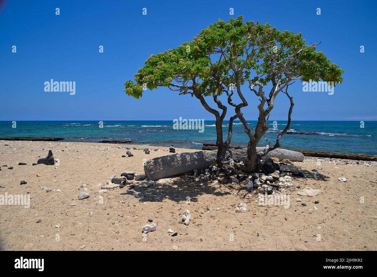 Mahai‘Ula Beach - ein berühmter Lavastrand nördlich von Kona Kailua, Kalaoa HI Stockfoto