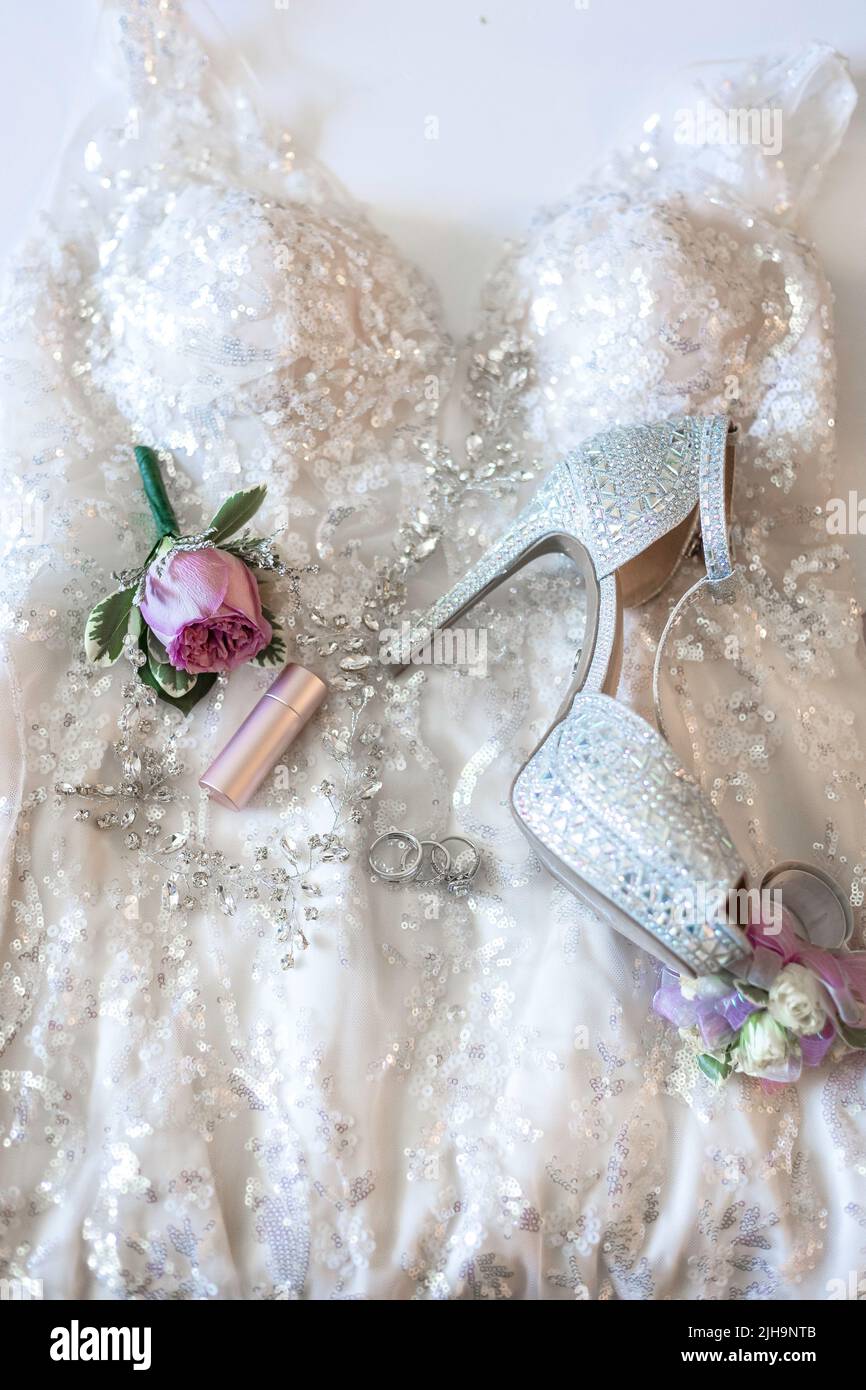 Details Zum Hochzeitskleid Stockfoto