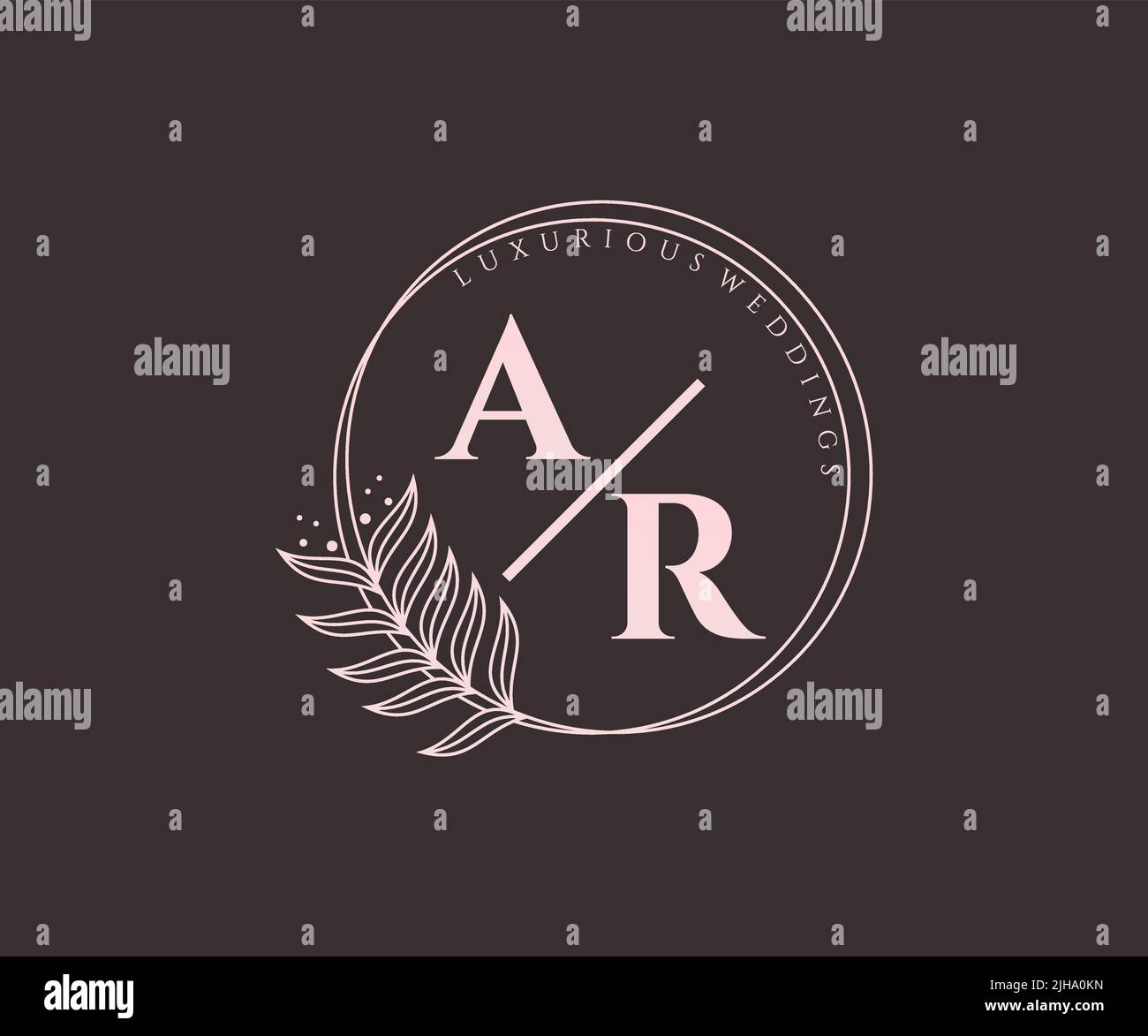 AR Initialen Brief Hochzeit Monogramm Logos Vorlage, handgezeichnete moderne minimalistische und florale Vorlagen für Einladungskarten, Save the Date, elegant Stock Vektor