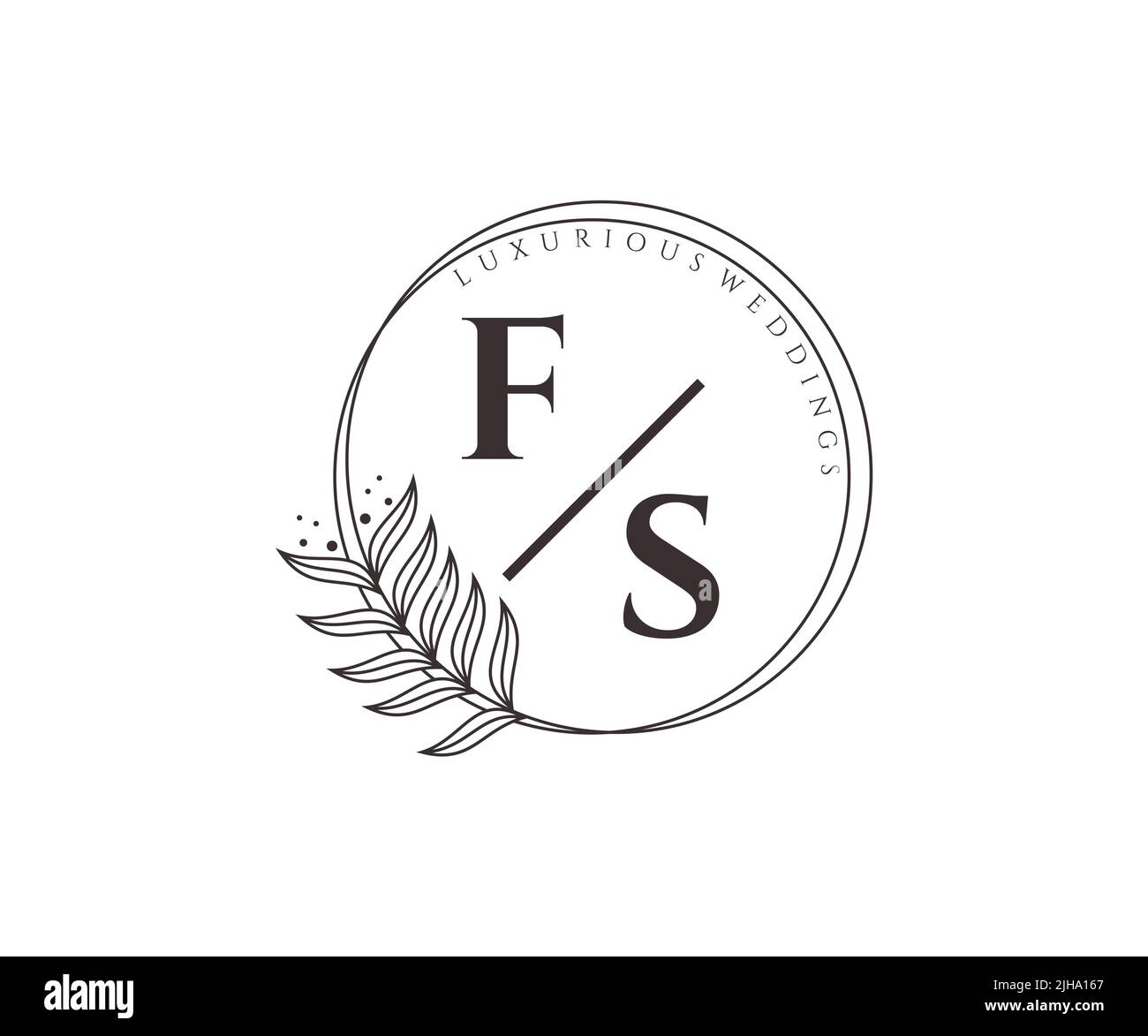 FS Initialen Brief Hochzeit Monogramm Logos Vorlage, handgezeichnete moderne minimalistische und florale Vorlagen für Einladungskarten, Save the Date, elegant Stock Vektor