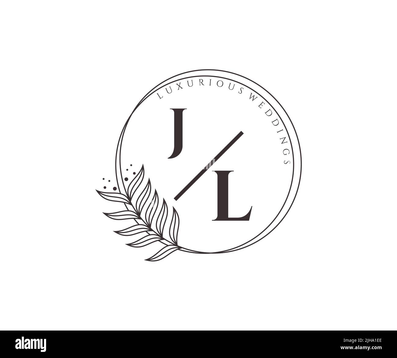 JL Initials Letter Hochzeit Monogramm Logos Vorlage, handgezeichnete moderne minimalistische und florale Vorlagen für Einladungskarten, Save the Date, elegant Stock Vektor