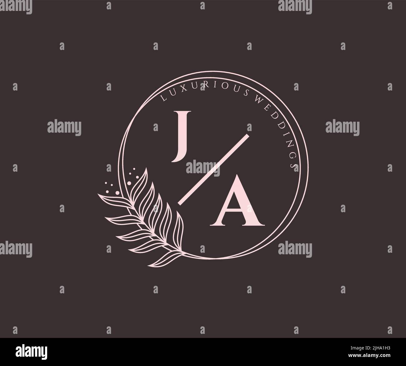 JA Initialen Brief Hochzeit Monogramm Logos Vorlage, handgezeichnete moderne minimalistische und florale Vorlagen für Einladungskarten, Save the Date, elegant Stock Vektor