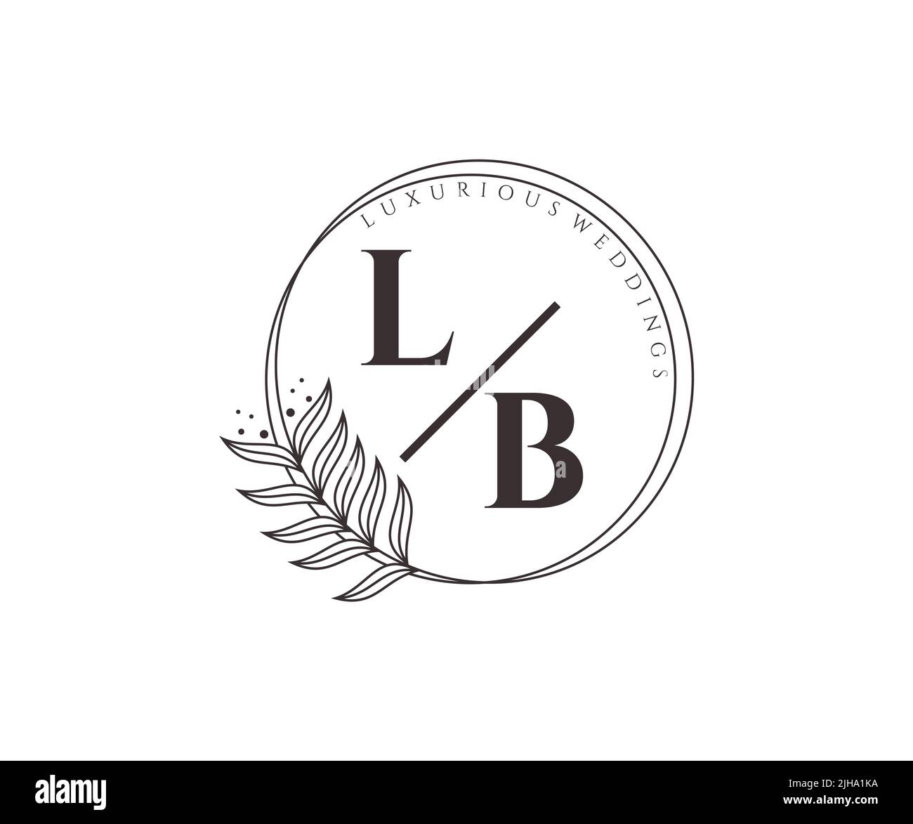 LB Initialen Brief Hochzeit Monogramm Logos Vorlage, handgezeichnete moderne minimalistische und florale Vorlagen für Einladungskarten, Save the Date, elegant Stock Vektor
