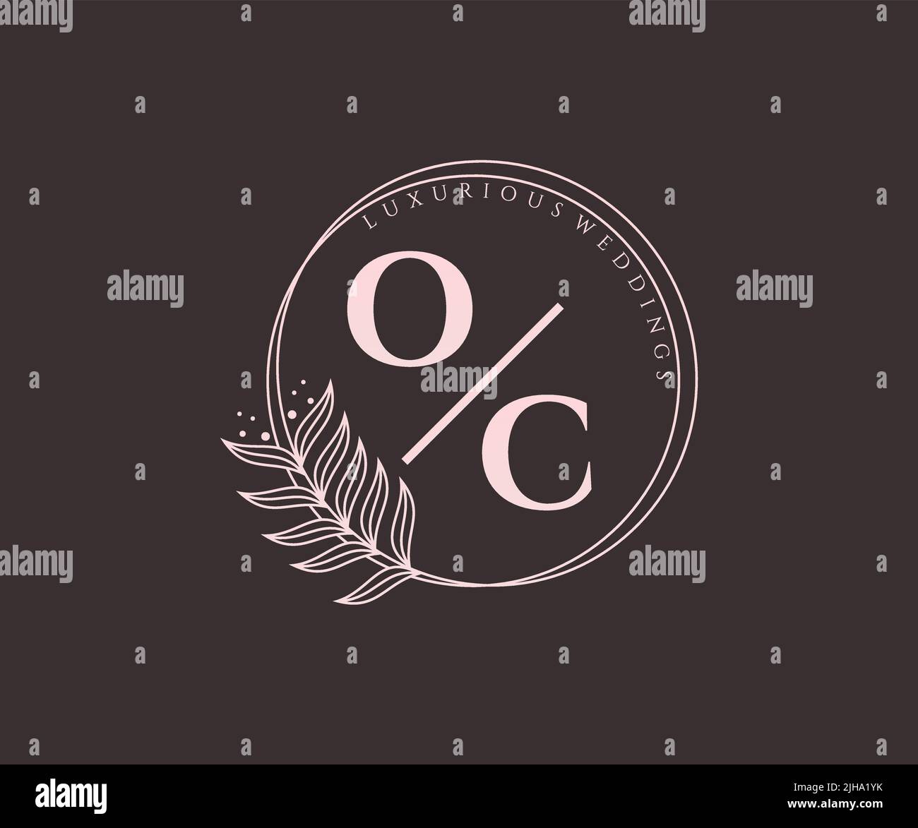 OC Initials Letter Hochzeit Monogramm Logos Vorlage, handgezeichnete moderne minimalistische und florale Vorlagen für Einladungskarten, Save the Date, elegant Stock Vektor