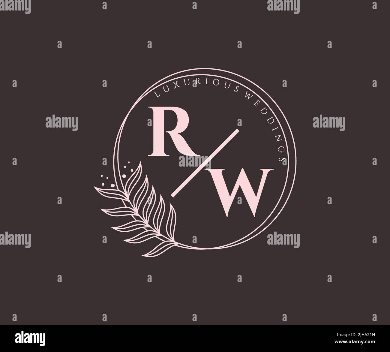 RW Initialen Brief Hochzeit Monogramm Logos Vorlage, handgezeichnete moderne minimalistische und florale Vorlagen für Einladungskarten, Save the Date, elegant Stock Vektor