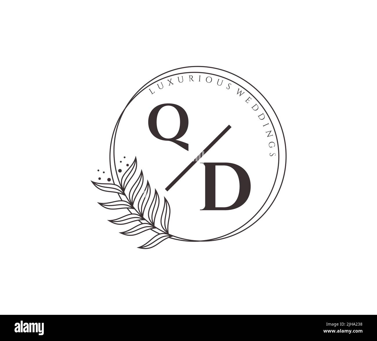 QD Initialen Brief Hochzeit Monogramm Logos Vorlage, handgezeichnete moderne minimalistische und florale Vorlagen für Einladungskarten, Save the Date, elegant Stock Vektor