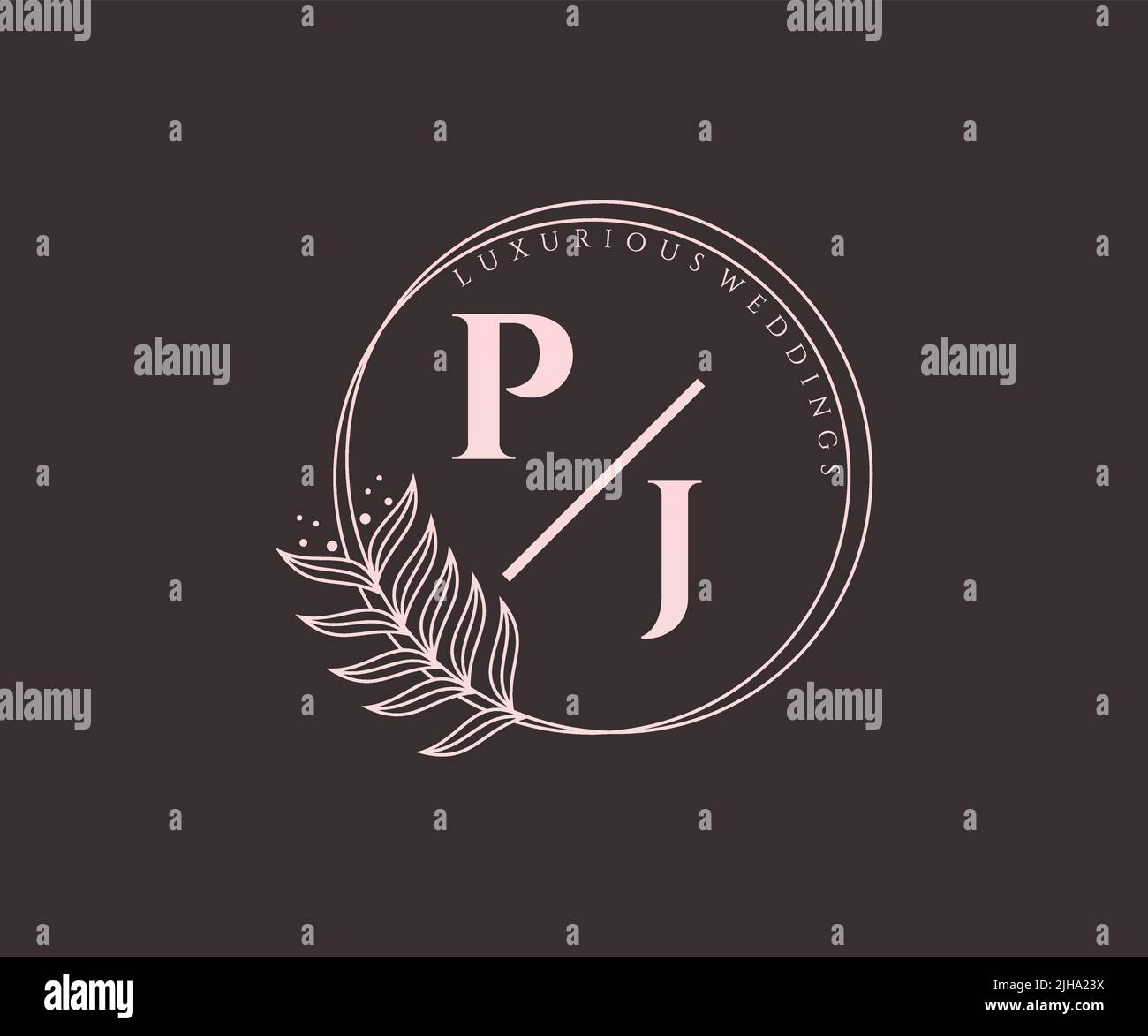 PJ Initialen Brief Hochzeit Monogramm Logos Vorlage, handgezeichnete moderne minimalistische und florale Vorlagen für Einladungskarten, Save the Date, elegant Stock Vektor