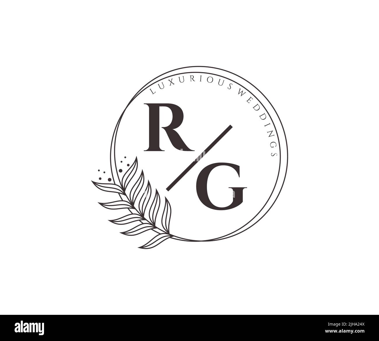 RG Initials Letter Hochzeit Monogramm Logos Vorlage, handgezeichnete moderne minimalistische und florale Vorlagen für Einladungskarten, Save the Date, elegant Stock Vektor