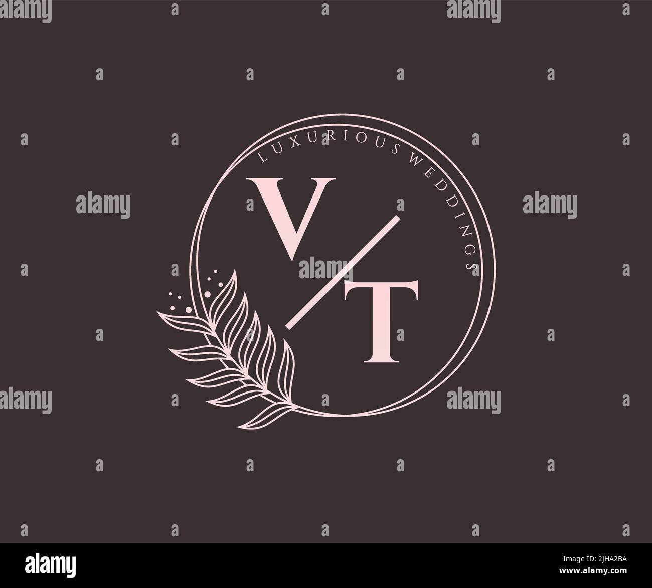 VT Initialen Brief Hochzeit Monogramm Logos Vorlage, handgezeichnete moderne minimalistische und florale Vorlagen für Einladungskarten, Save the Date, elegant Stock Vektor