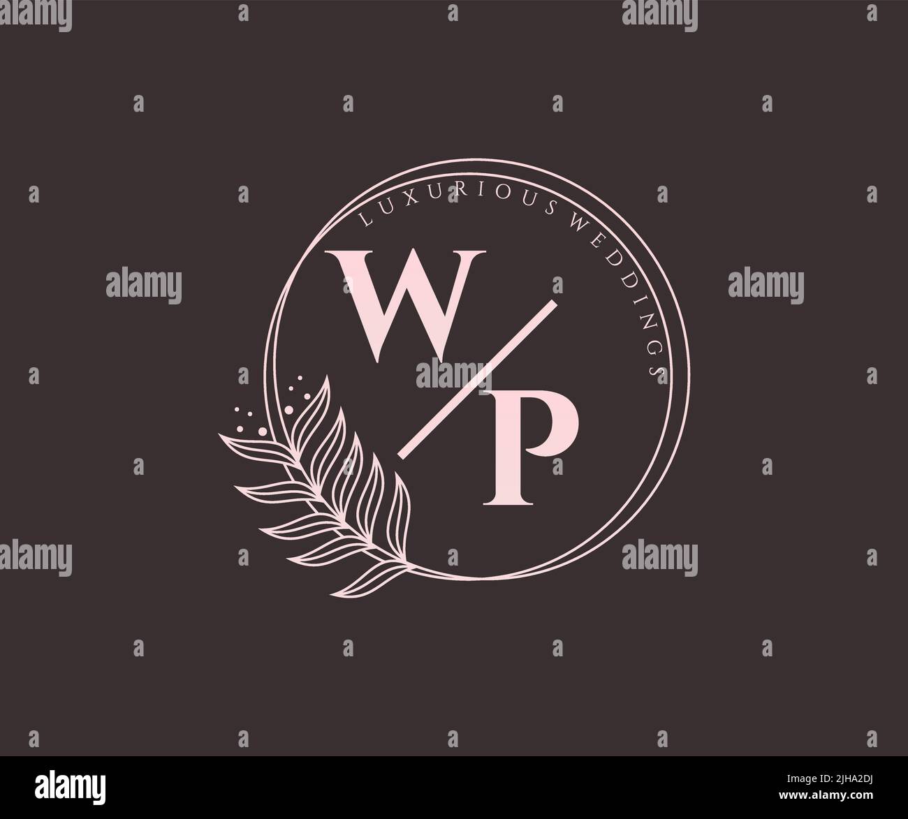 WP Initials Letter Hochzeit Monogramm Logos Vorlage, handgezeichnete moderne minimalistische und florale Vorlagen für Einladungskarten, Save the Date, elegant Stock Vektor