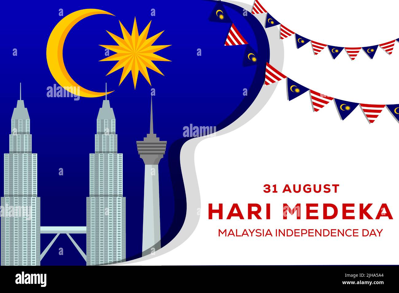 malaysia Unabhängigkeitstag 31 august Illustration Hintergrund Stock Vektor