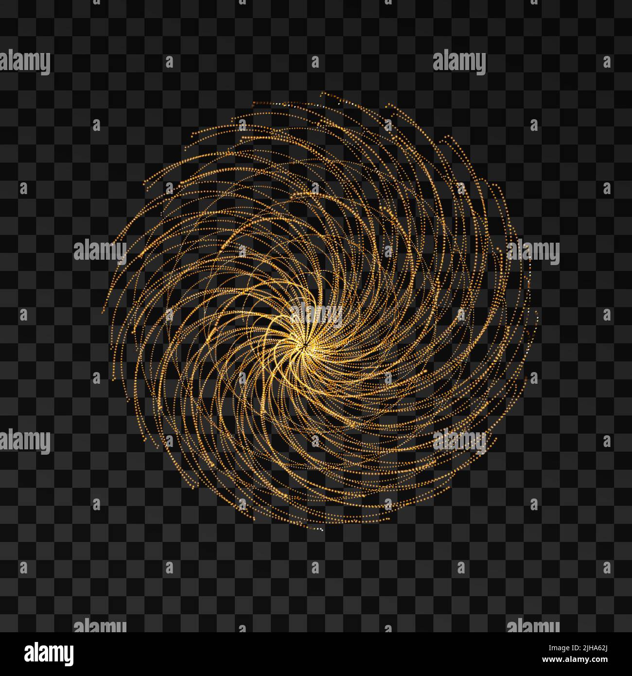 Array mit dynamischen Partikeln. 3d-futuristische Technologie Stil. Zusammenfassung Hintergrund. Vector Illustration. Spiralgalaxie Vorlage. Stock Vektor