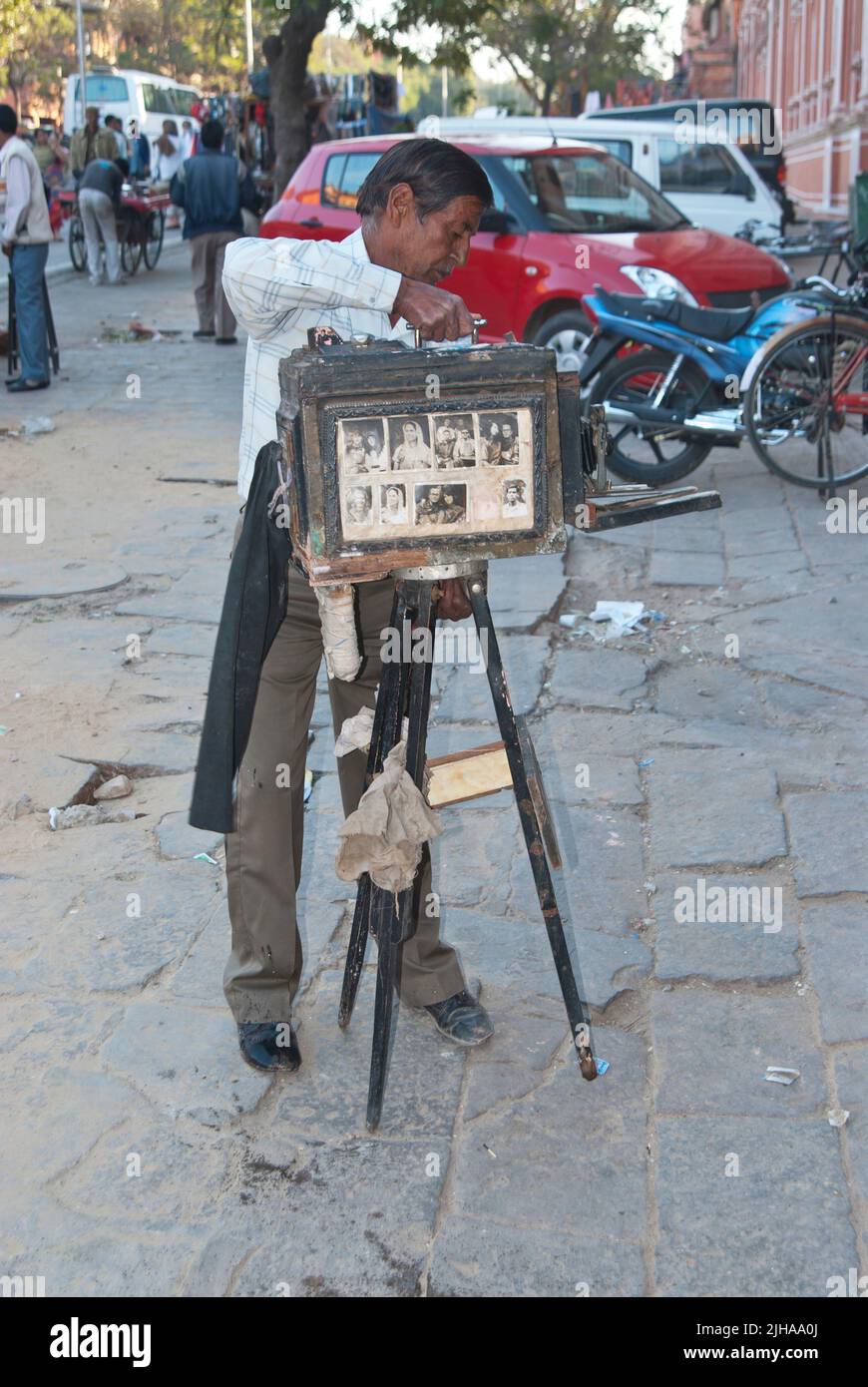 Old Fashion Fotograf auf der Straße - Indien Stockfoto