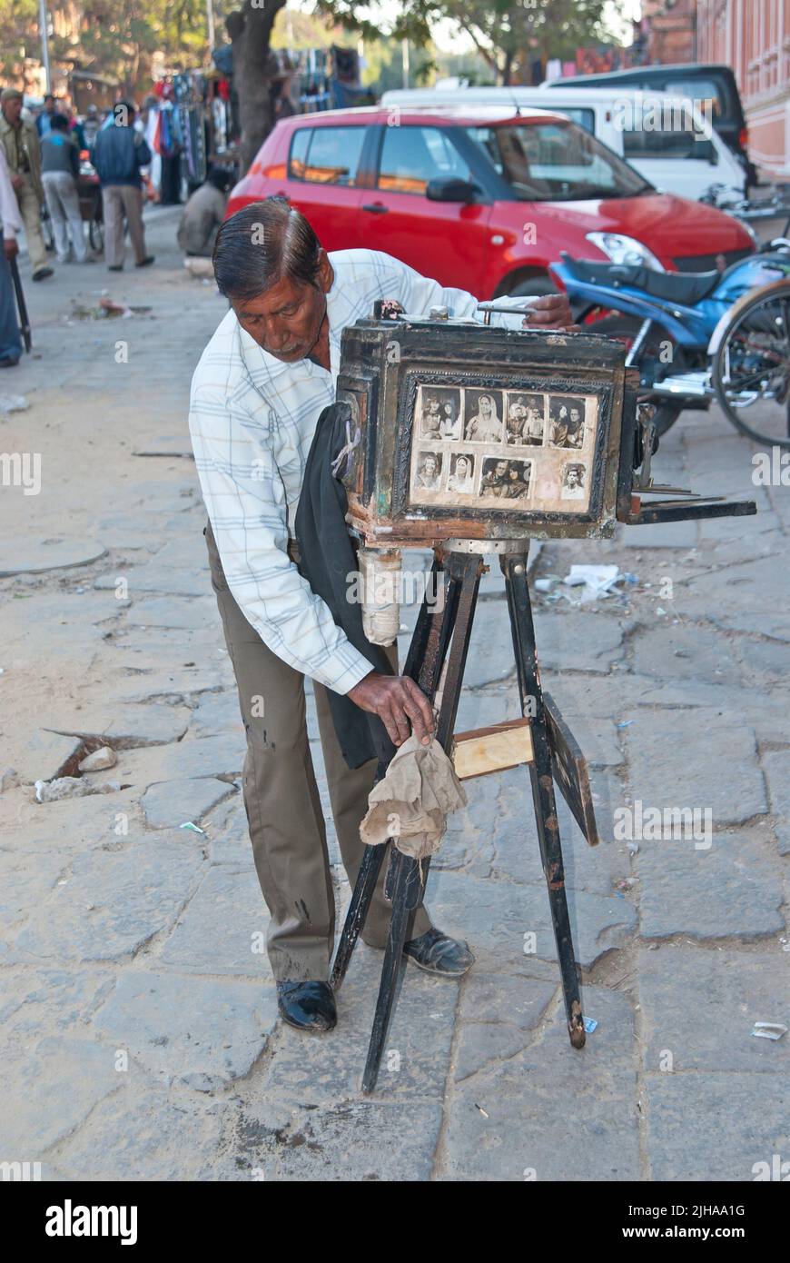 Old Fashion Fotograf auf der Straße - Indien Stockfoto