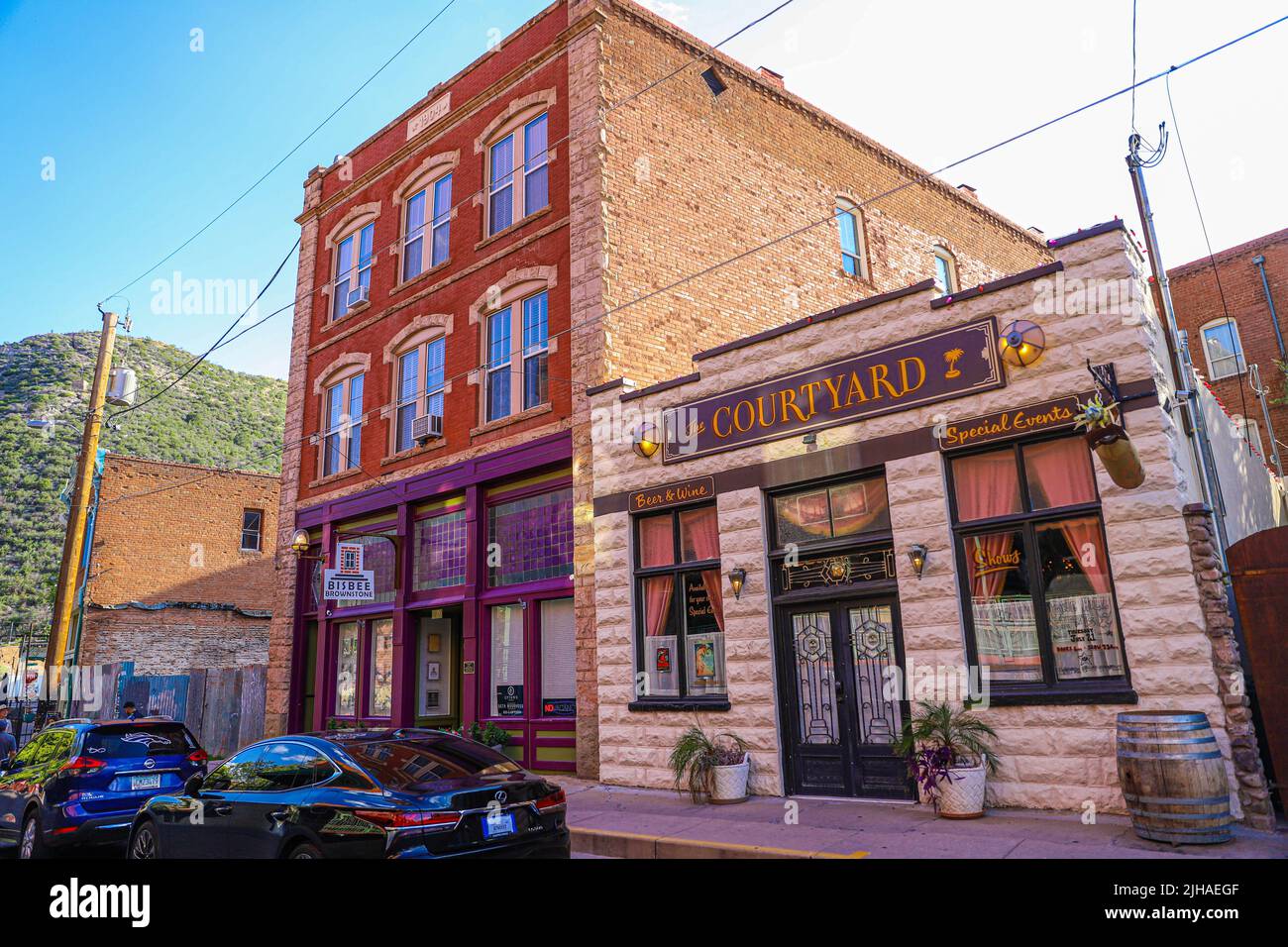 Bisbee, Stadt in Arizona USA. Old West Town, gelegen im Cochise County im US-Bundesstaat Arizona und südöstlich von Tucson, ist die alte Bergbaustadt Tombstone. © (Foto von Luis Gutierrez/Norte Photo) Bisbee, ciudad en Arizona Estados Unidos. pueblo del viejo oeste, se ubica en el condado de Cochise en el estado estadounidense de Arizona y al sureste de Tucson, está el Antiguo pueblo minero de Tombstone. © (Foto von Luis Gutierrez/Norte Photo) Stockfoto