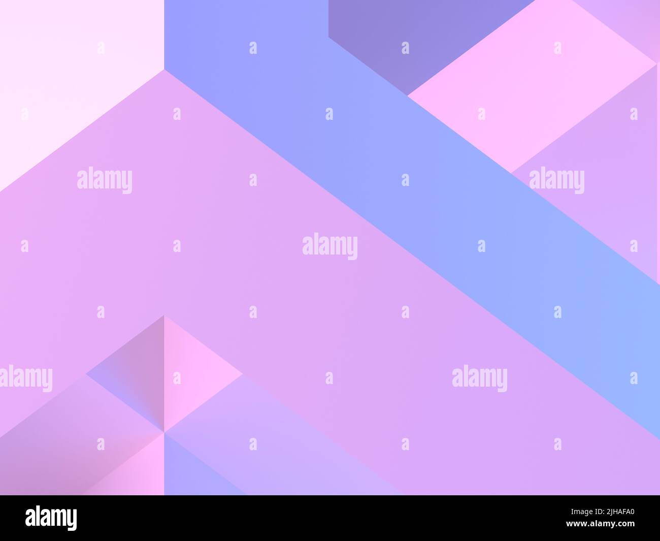 Abstrakter minimaler Hintergrund mit blaurosa Low-Poly-Muster, 3D Rendering-Illustration Stockfoto