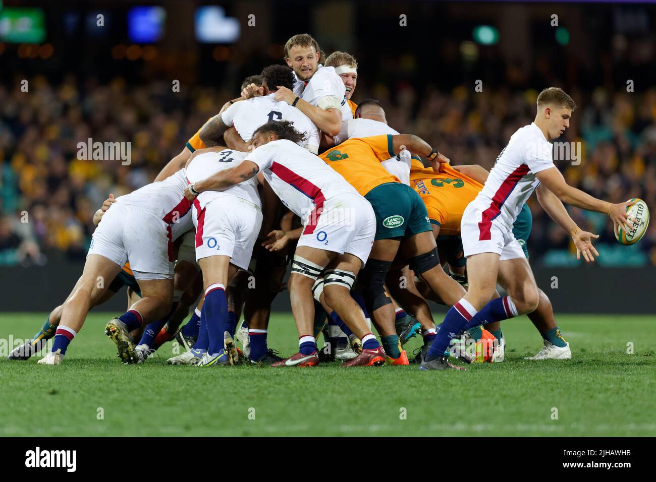 SYDNEY, AUSTRALIEN - 16. JULI: Jack Van Poortvliet aus England versucht, den Ball während des dritten Spiels der Internationalen Test-Match-Serie zwischen den australischen Wallabies und England beim SCG am 16. Juli 2022 in Sydney, Australien zu kicken Quelle: IOIO IMAGES/Alamy Live News Stockfoto