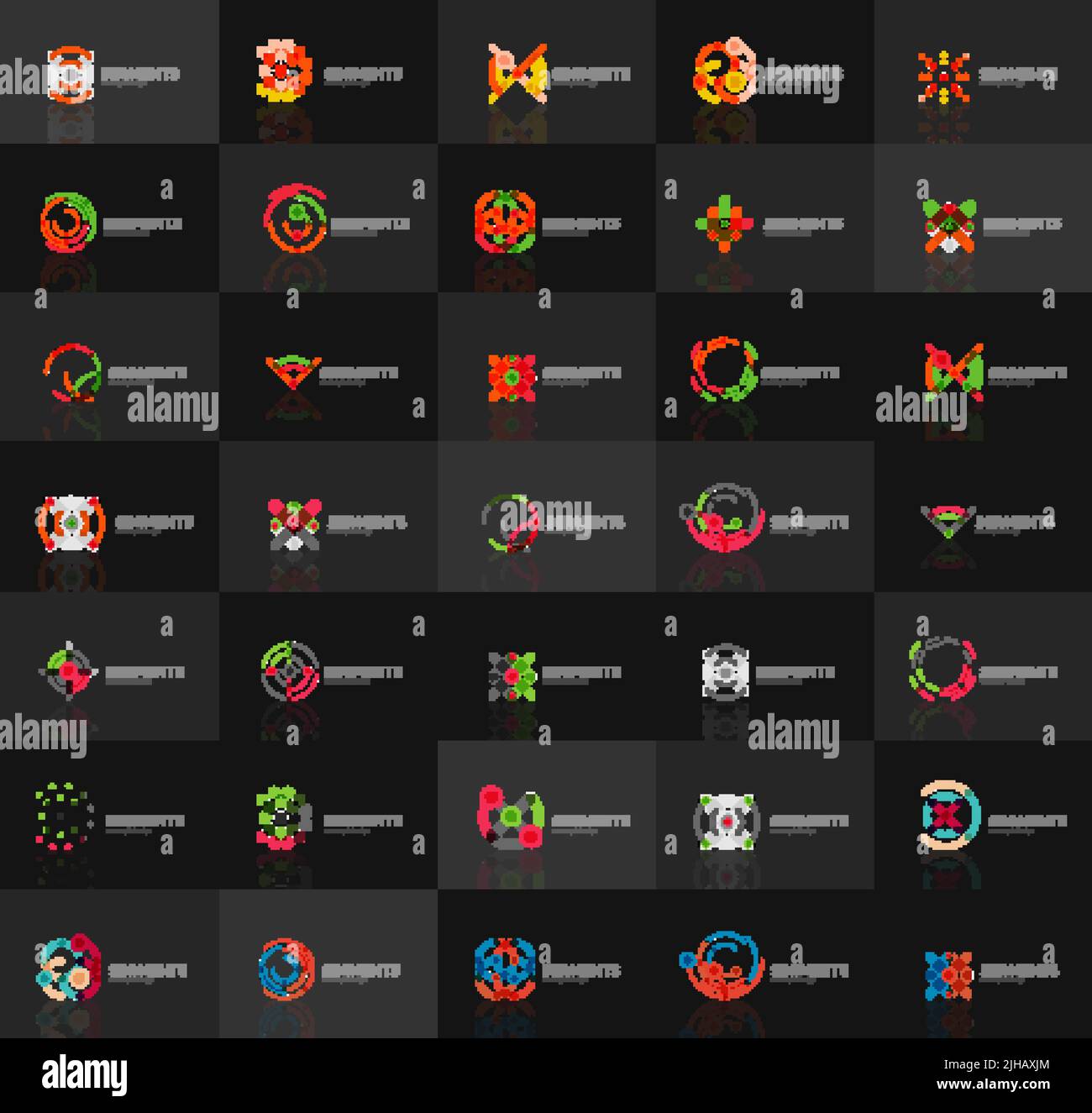 Satz von Vector linear Logos, geometrische abstrakte Symbole, elegante Icons. Moderne minimalistische Elemente für branding und Logo-Design. Stock Vektor