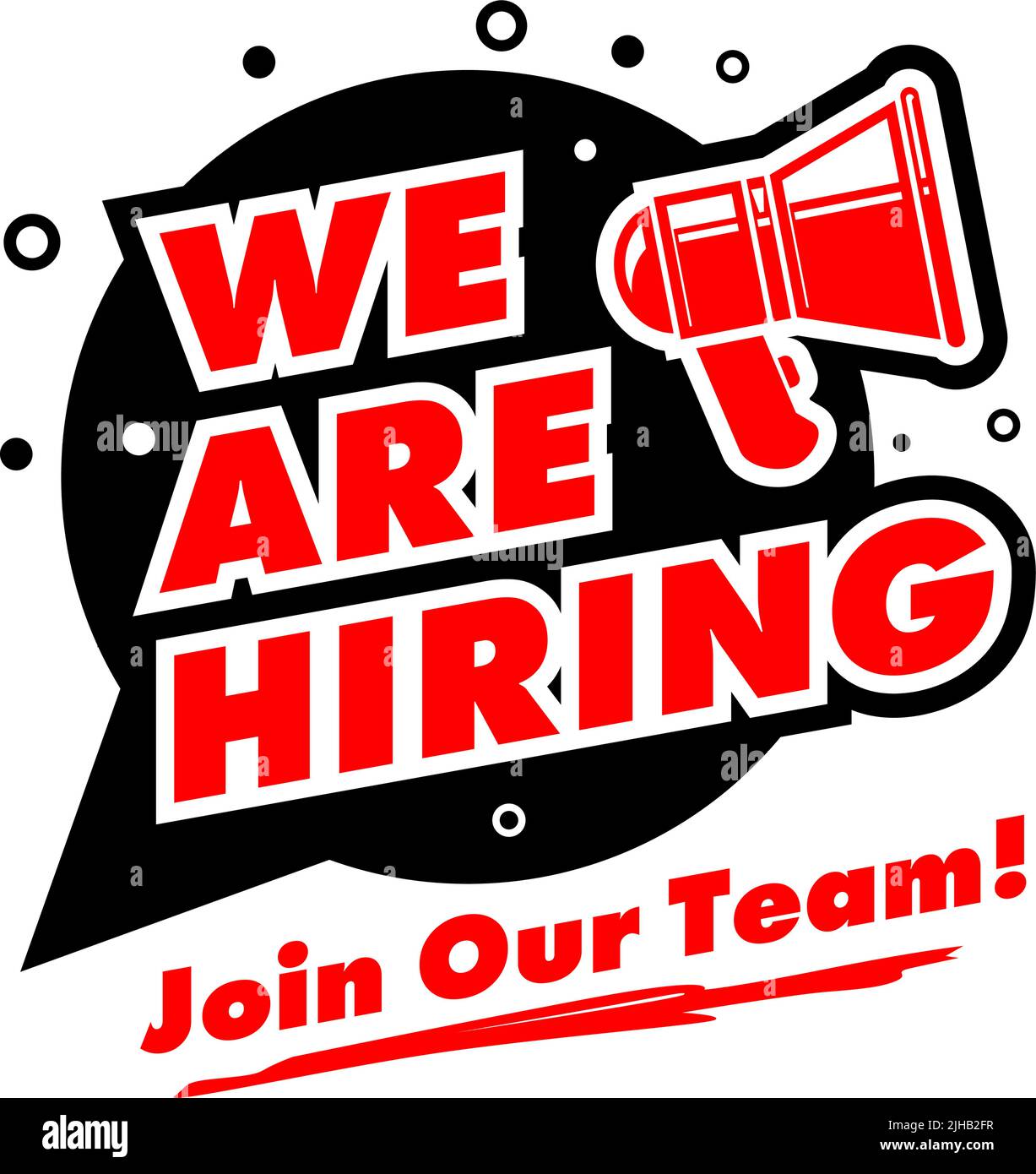 Wir stellen ein. Vorlage für Einstellungswerbung. Vector Ankündigung Stellenangebote auf transparentem Hintergrund Stock Vektor