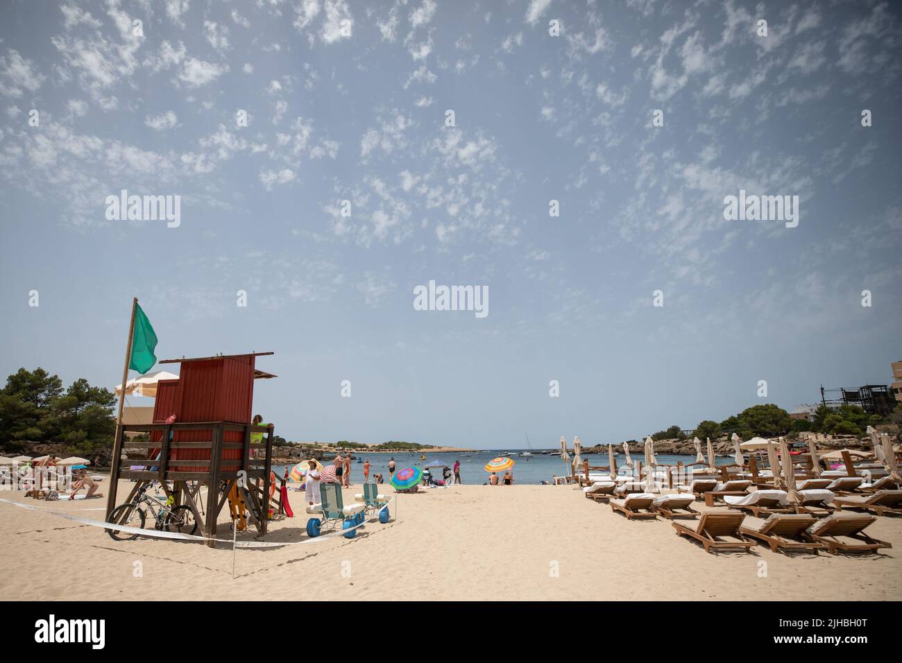 Strand von Port des Torrent, Ibiza, Spanien. Stockfoto