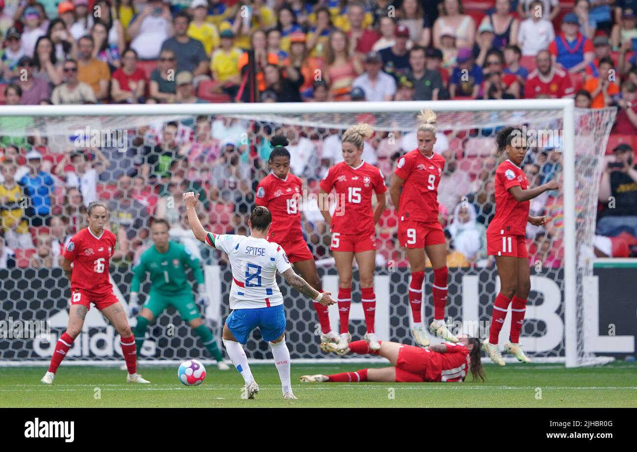 Die niederländische Sherida Spitse tritt beim UEFA Women's Euro 2022 Group C Spiel in Bramall Lane, Sheffield, frei. Bilddatum: Sonntag, 17. Juli 2022. Stockfoto