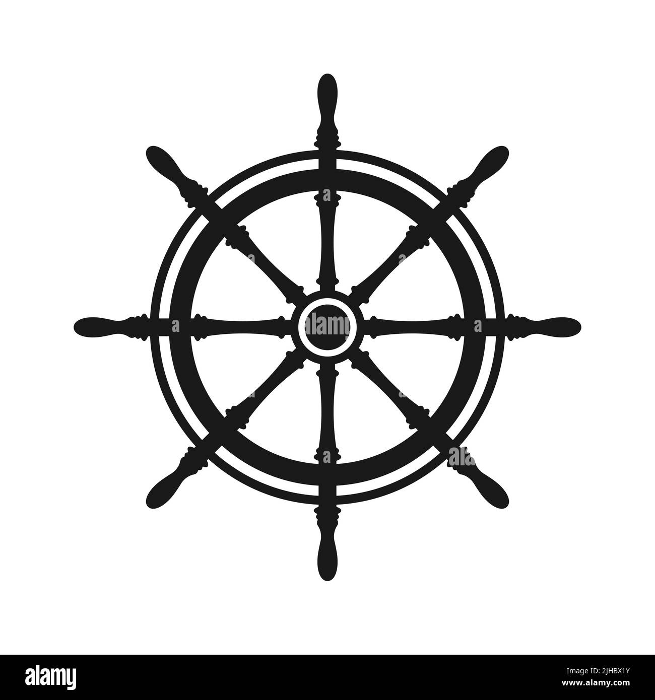 Lenkrad im Vintage-Stil. Schiff, Yacht Retro Rad Symbol. Symbol für nautisches Ruder. Design-Element für die Schifffahrt. Vektorgrafik Stock Vektor