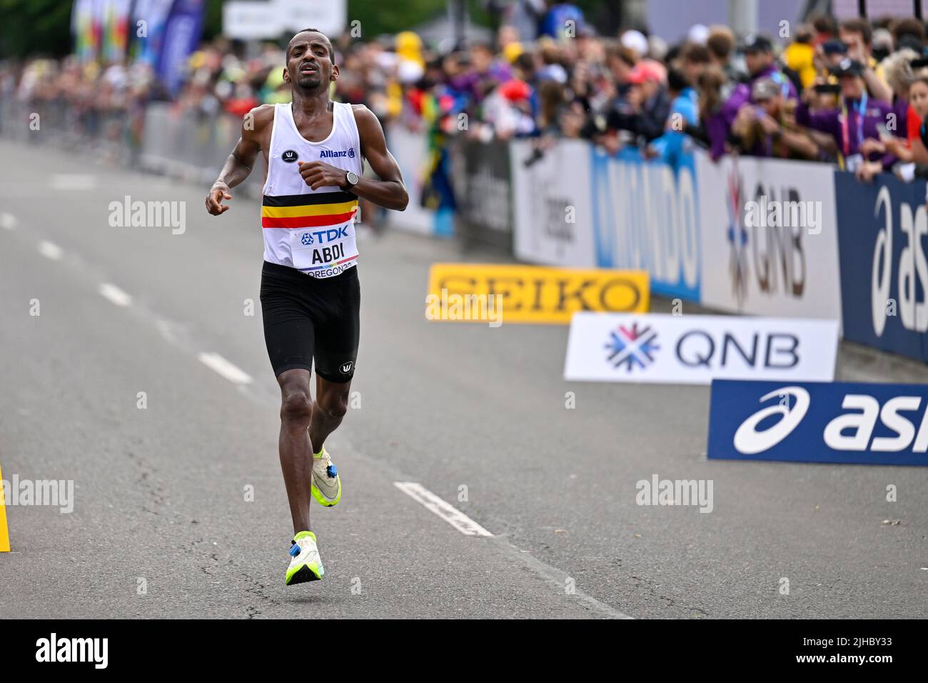 EUGENE, USA - 17. JULI: Bashir Abdi aus Belgien tritt während der Leichtathletik-Weltmeisterschaften am 17. Juli 2022 in Eugene, USA, beim Männer-Marathon an (Foto: Andy Astfalck/BSR Agency) Atletiekunie Credit: Orange Pics BV/Alamy Live News Stockfoto