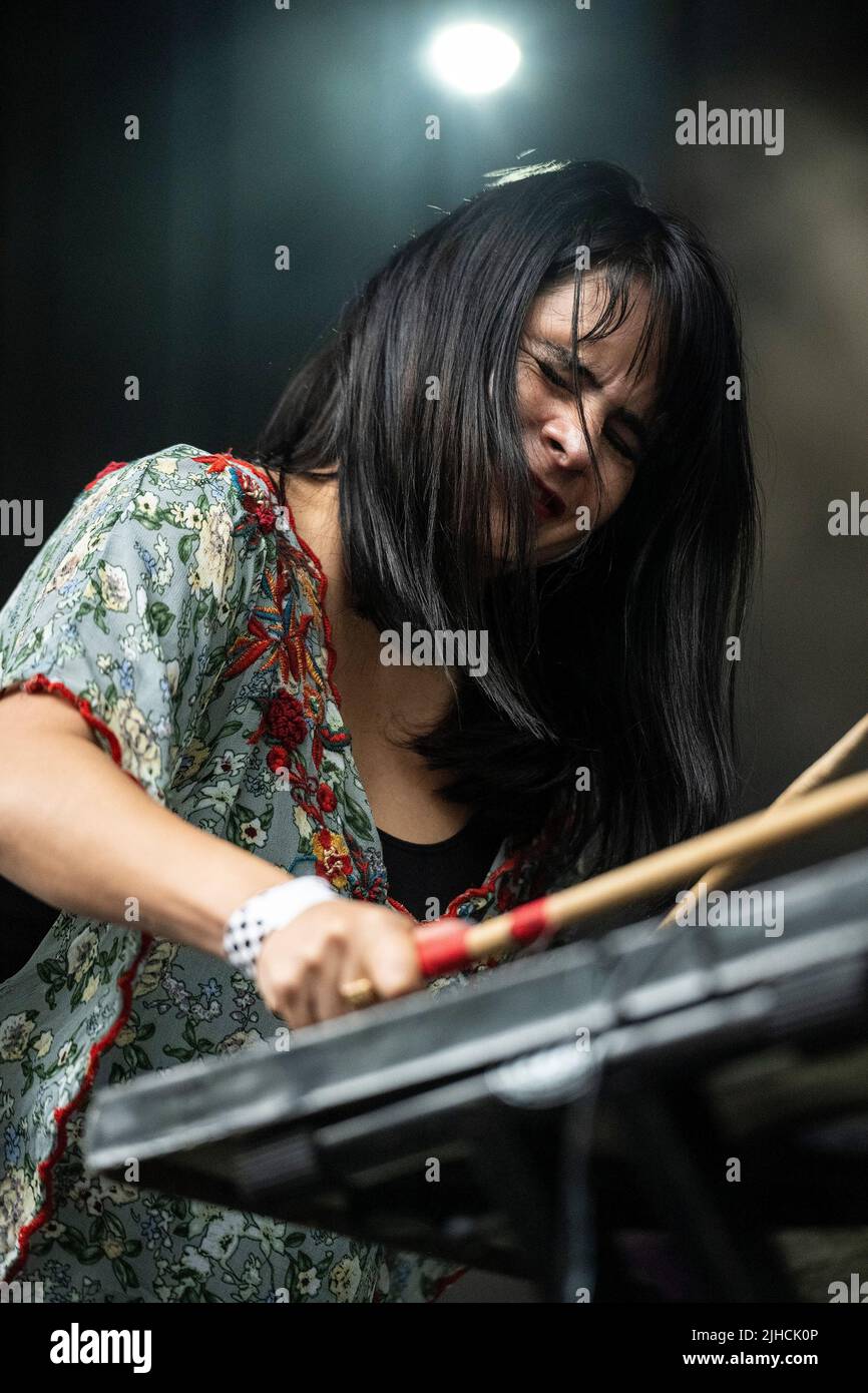 Chicago, USA. 17.. Juli 2022. Sofia Kourtesis tritt am Sonntag, 17. Juli 2020, beim Pitchfork Festival in Chicago, IL, auf. (Foto von Christopher Dilts/Sipa USA) Quelle: SIPA USA/Alamy Live News Stockfoto