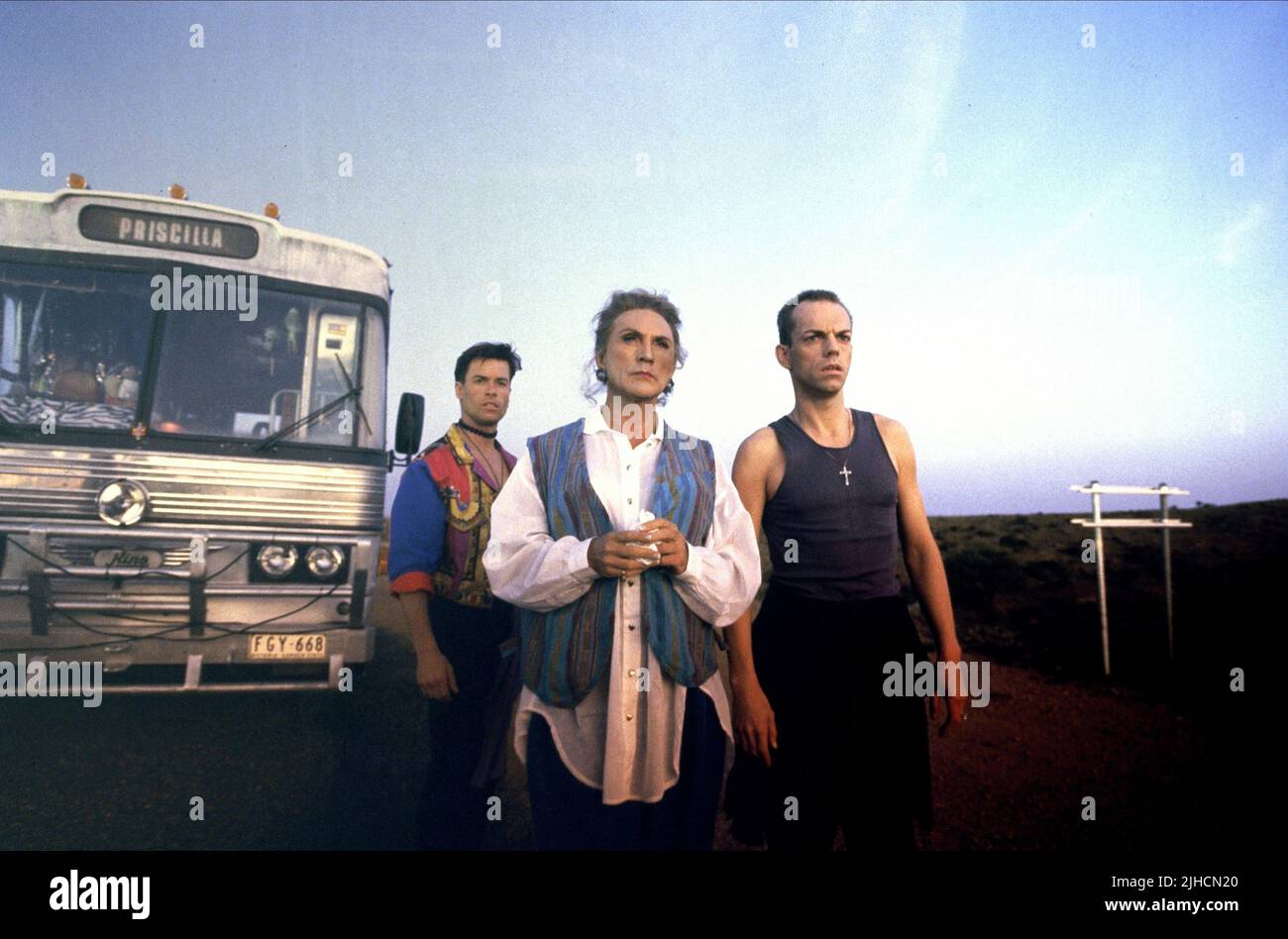 GUY PEARCE, Terence Stamp, Hugo Weaving, DIE ABENTEUER VON Priscilla, Königin der Wüste, 1994 Stockfoto