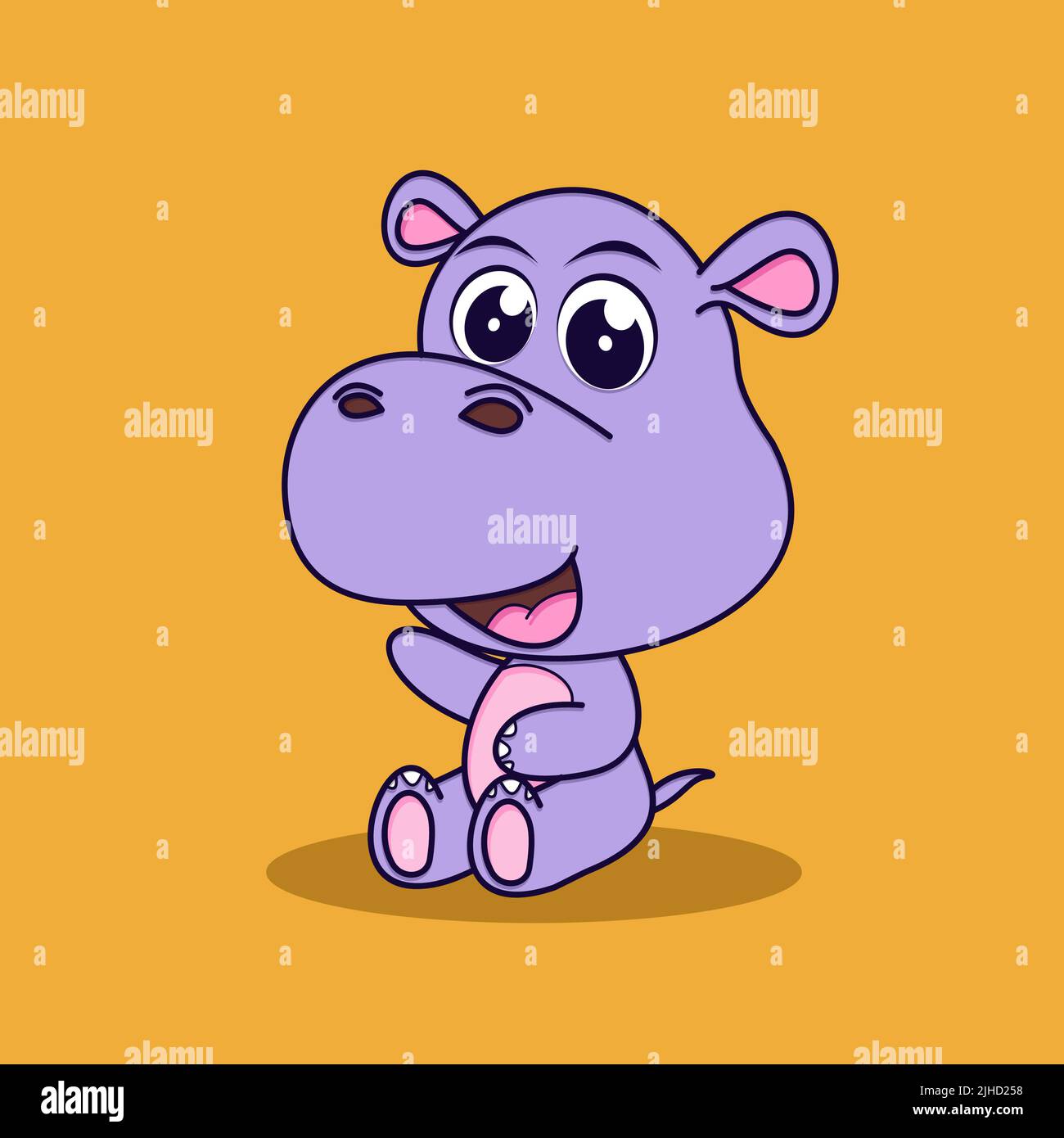 Nettes Baby Nilpferd Symbol Illustration.Flat Cartoon-Stil Stock Vektor