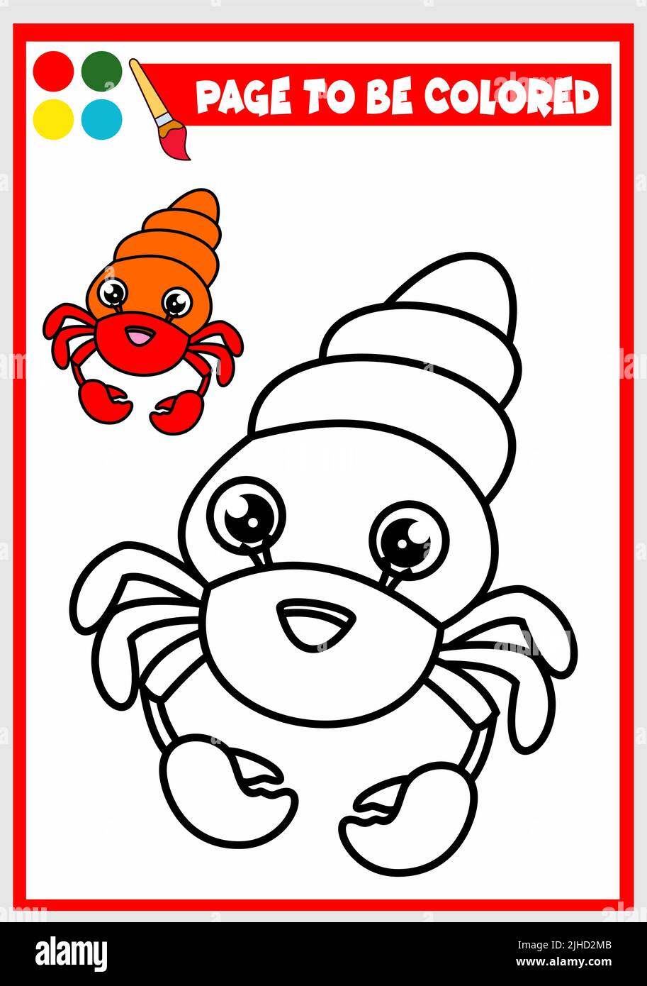 Bild für Kinder. Einsiedler Krabbe Stock Vektor