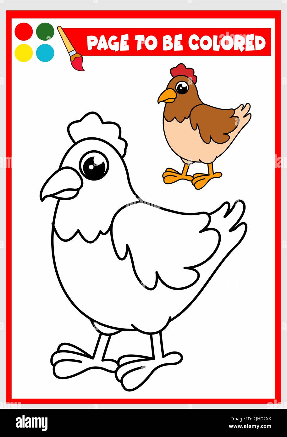 Malbuch für Kinder. Hen Vektor Stock Vektor