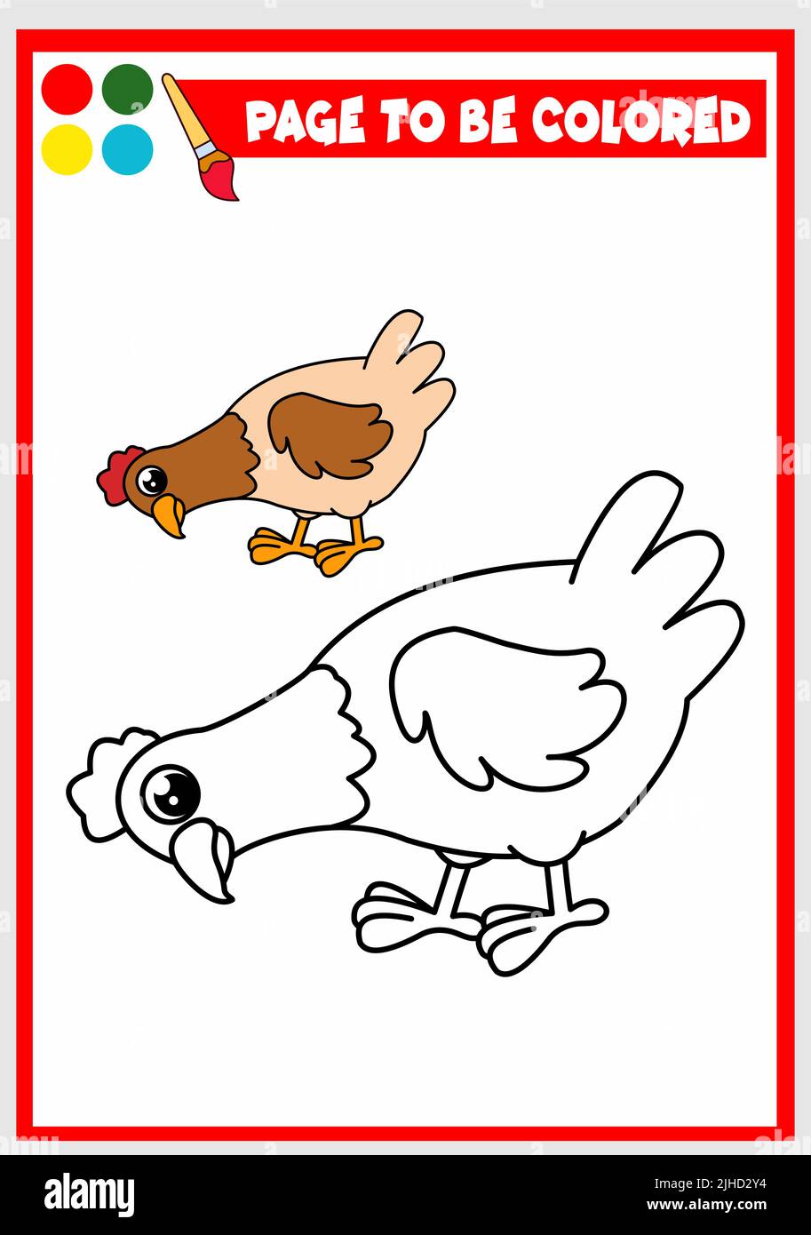 Malbuch für Kinder. Hen Vektor Stock Vektor