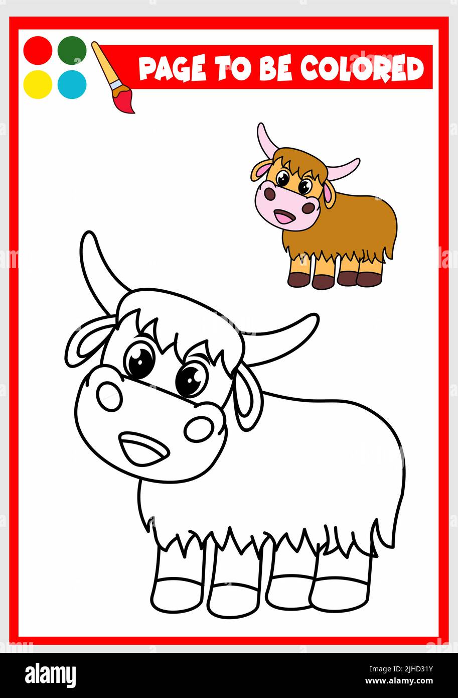 Malbuch für Kinder. yak Vektor Stock Vektor