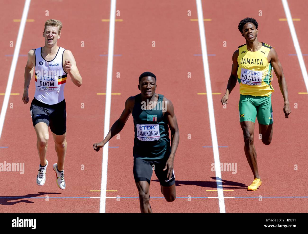 EUGENE - Alexander Doom (Bel) in Aktion in den 400 Metern am dritten Tag der Leichtathletik-Weltmeisterschaften im Hayward Field Stadion. ANP ROBIN VAN LONKHUIJSEN Stockfoto