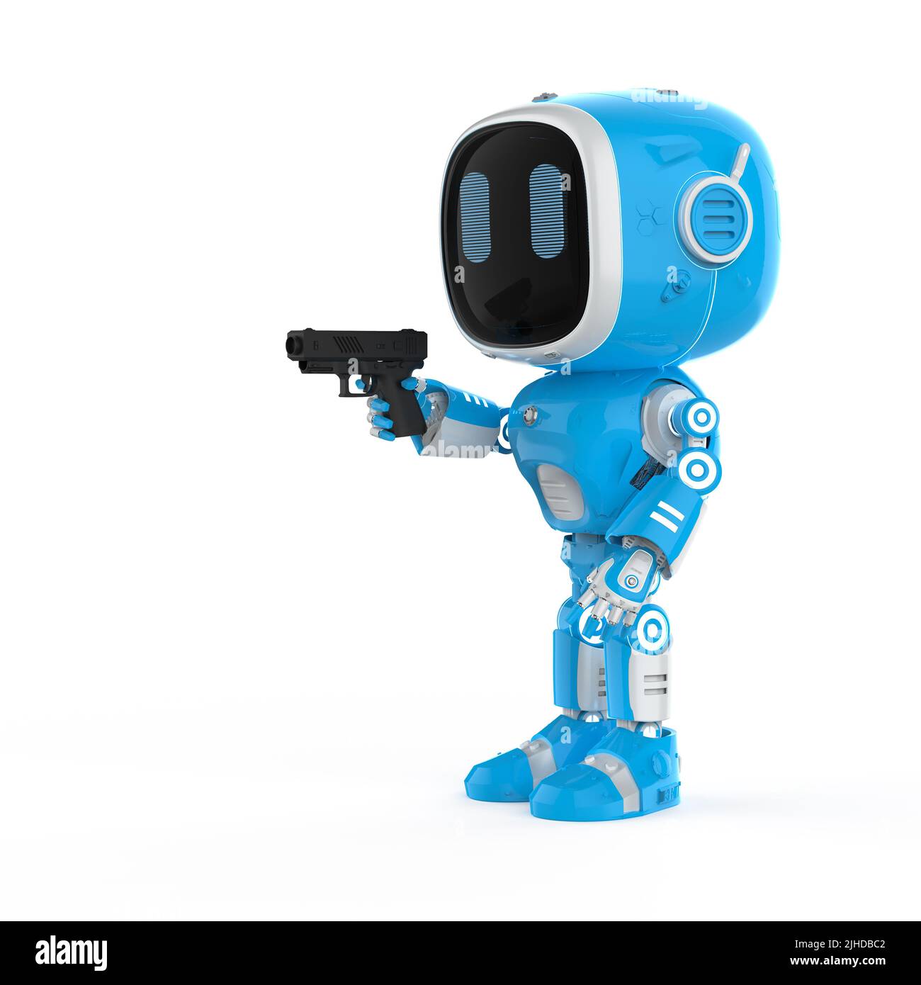 3D Rendering Blue Robot Assistant oder Artificial Intelligence Robot Stockfoto