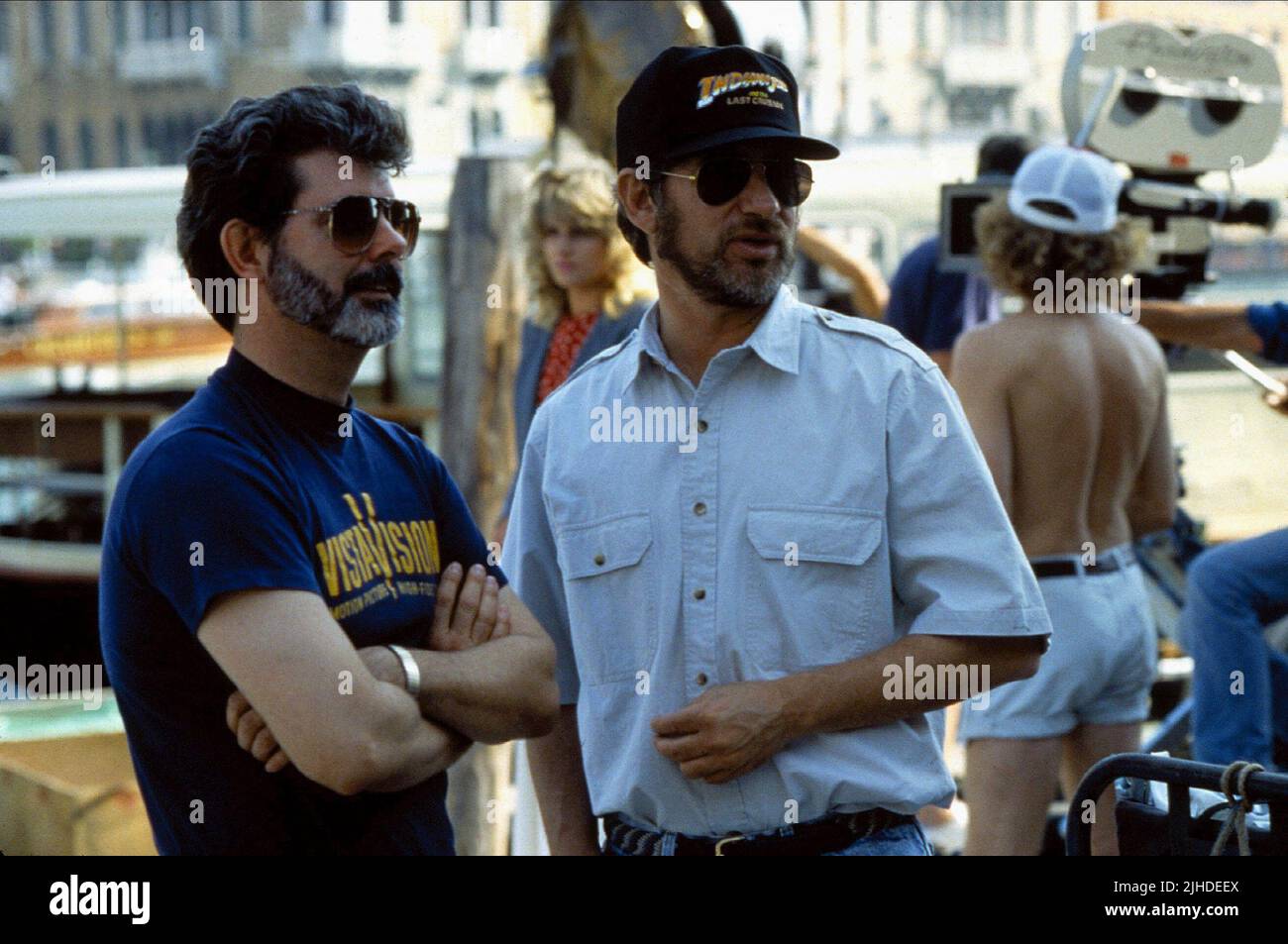 GEORGE LUCAS, Steven Spielberg, INDIANA JONES UND DER LETZTE KREUZZUG, 1989 Stockfoto