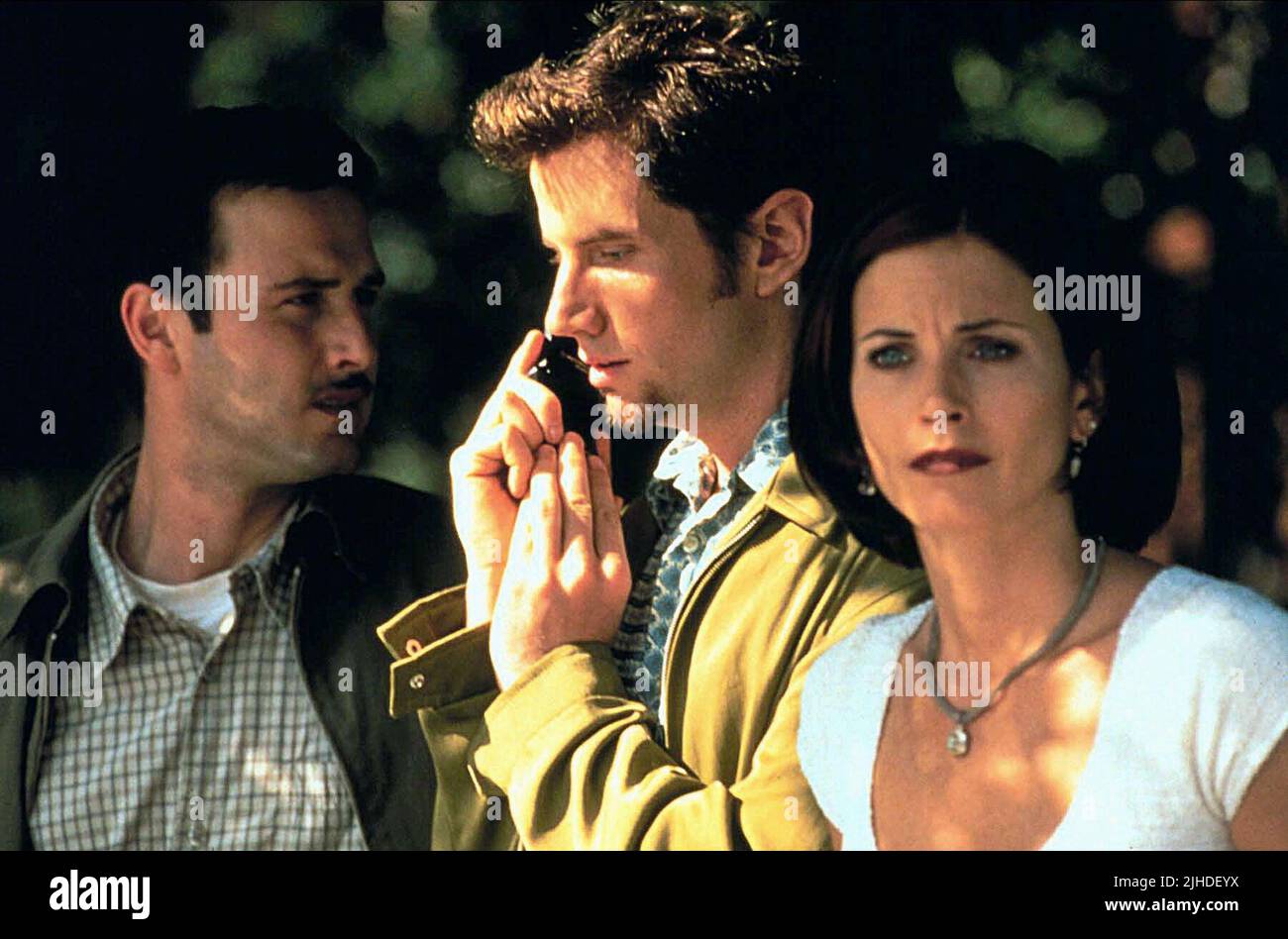 DAVID ARQUETTE, Jamie Kennedy, COURTENEY COX, Scream 2, 1997 Stockfoto