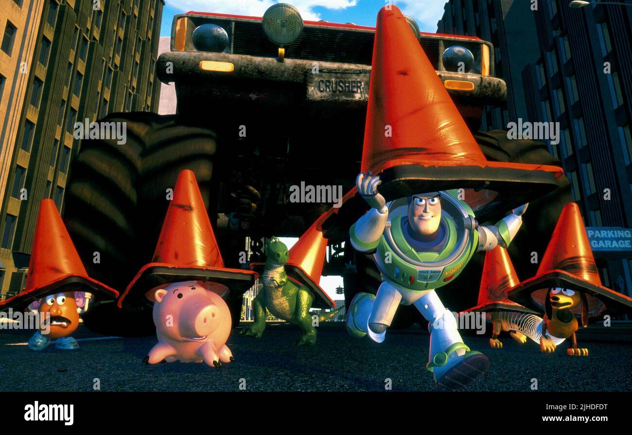 Herr KARTOFFELKOPF, HAMM, REX, Buzz Lightyear, anschmiegsam, Toy Story 2, 1999 Stockfoto