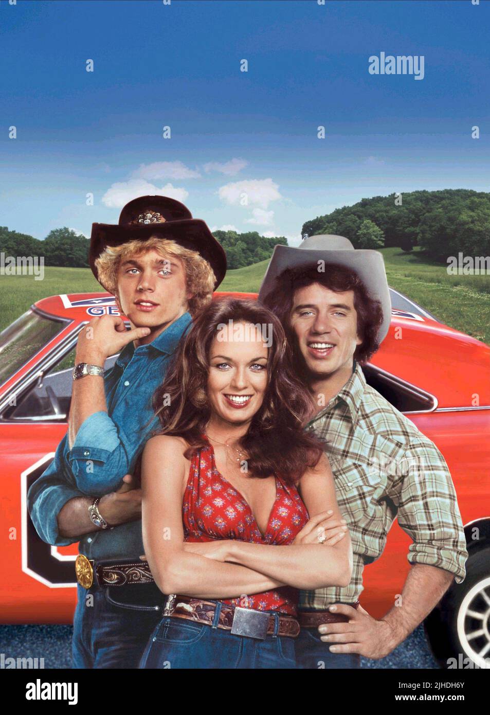 JOHN SCHNEIDER, Catherine Bach, TOM WOPAT, die Herzöge von Hazzard, 1979 Stockfoto