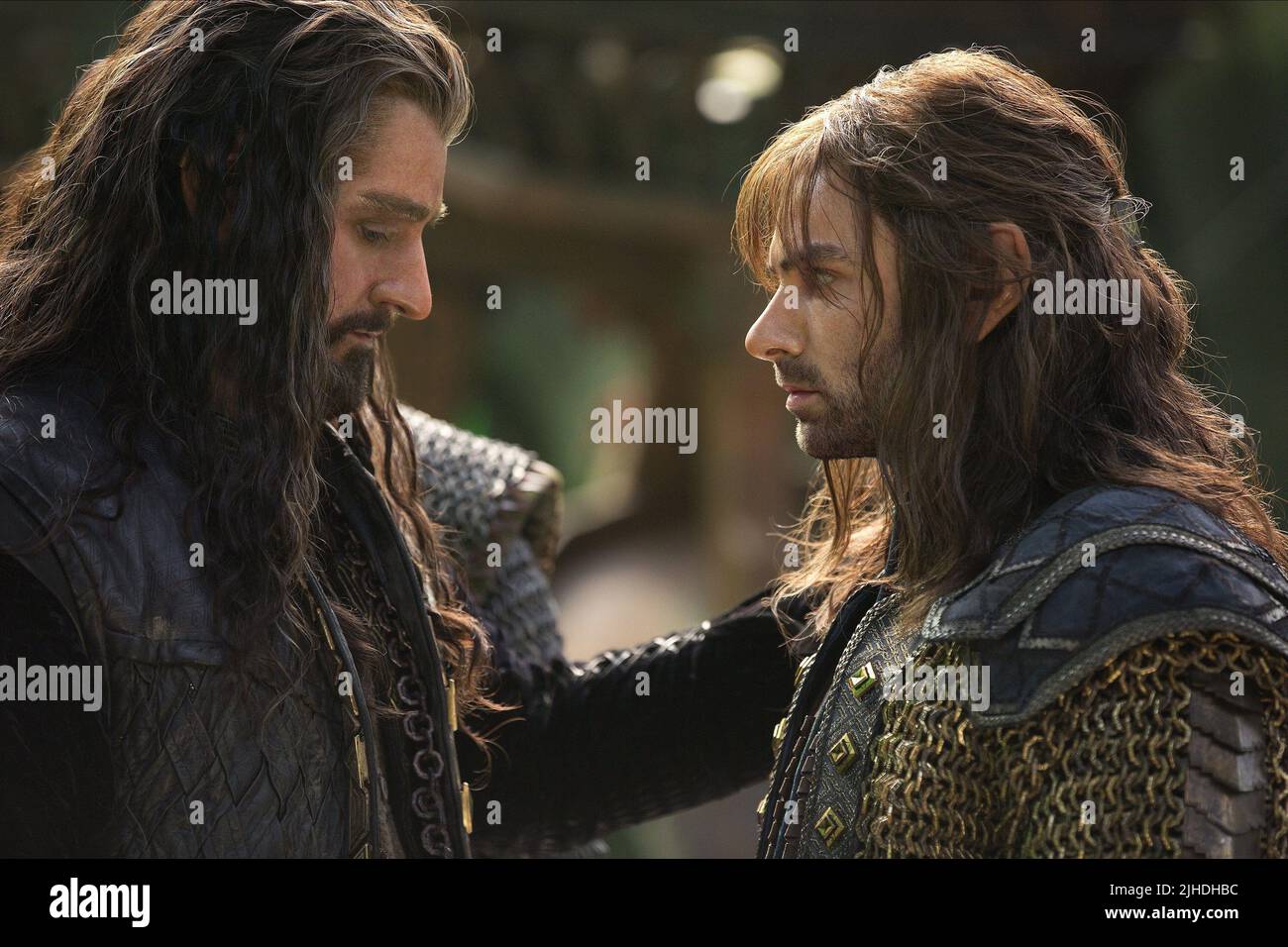 RICHARD ARMITAGE, AIDAN TURNER, der HOBBIT: die Schlacht der fünf Heere, 2014 Stockfoto