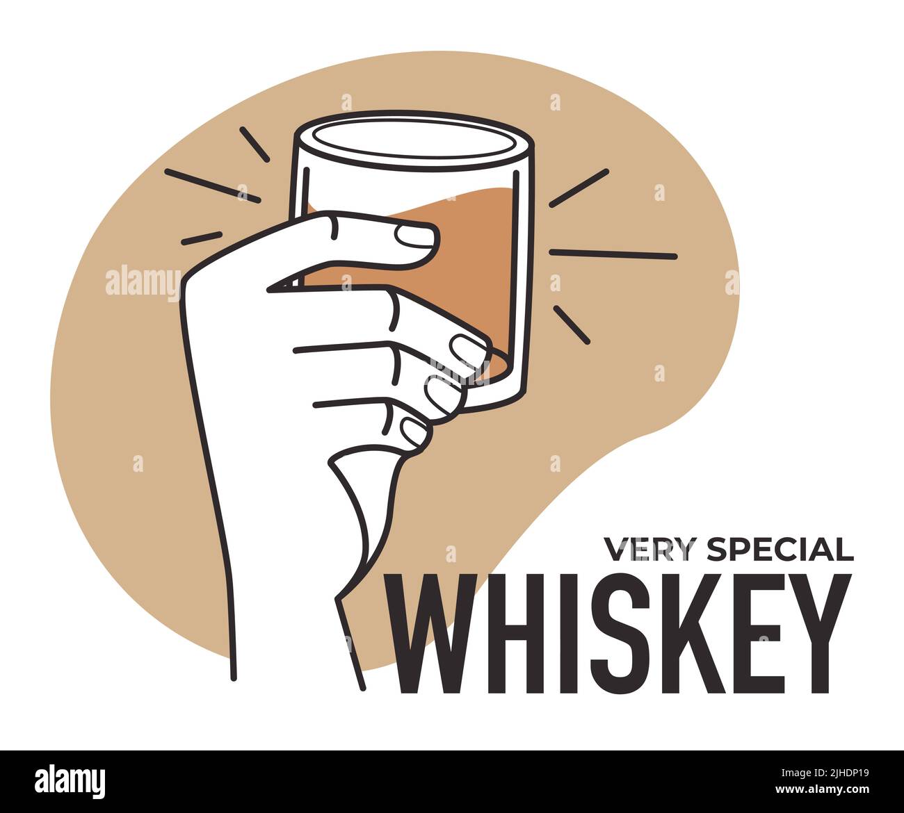 Herstellung von Alkohol und alkoholischen Getränken, isoliertes Etikett oder Emblem mit Häusern in ländlicher Umgebung und Beschriftung. Stock Vektor