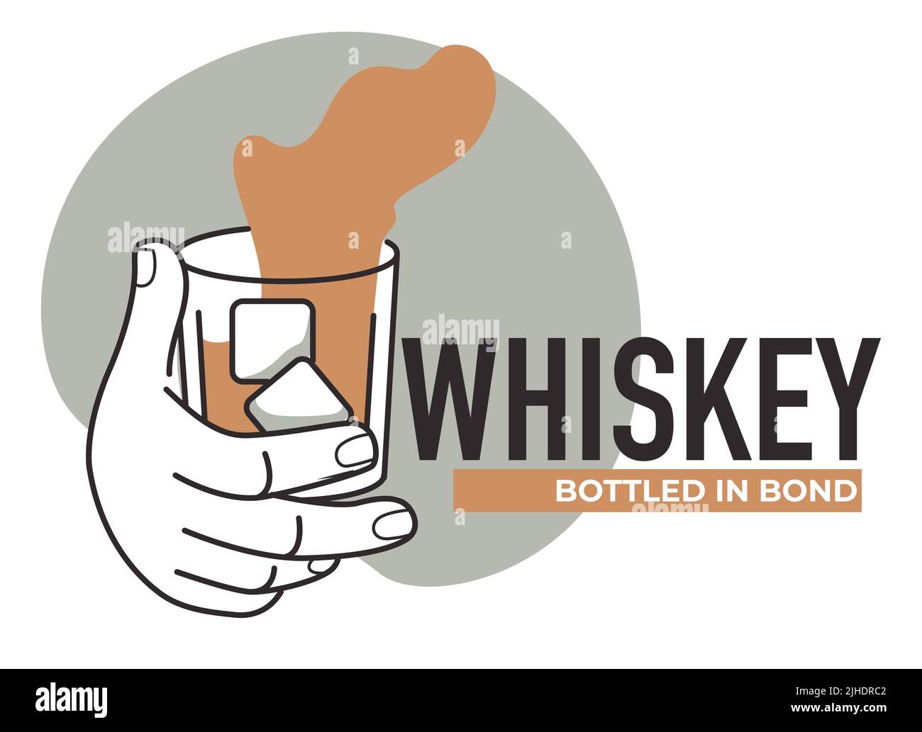 Herstellung von Alkohol und alkoholischen Getränken, isoliertes Etikett oder Emblem mit Häusern in ländlicher Umgebung und Beschriftung. Stock Vektor